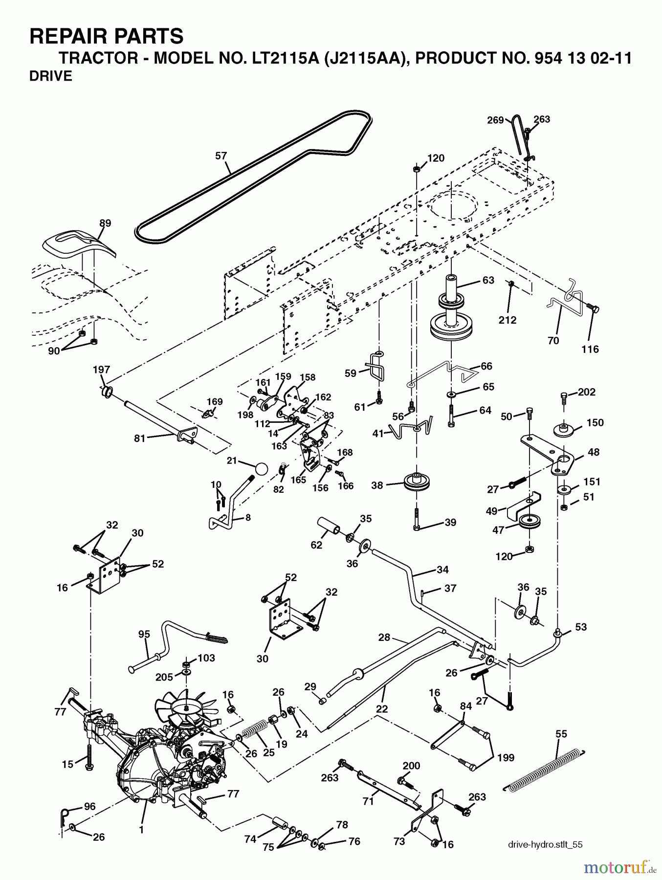  Jonsered Rasen  und Garten Traktoren LT2115 A (J2115AA, 954130211) - Jonsered Lawn & Garden Tractor (2004-01) DRIVE