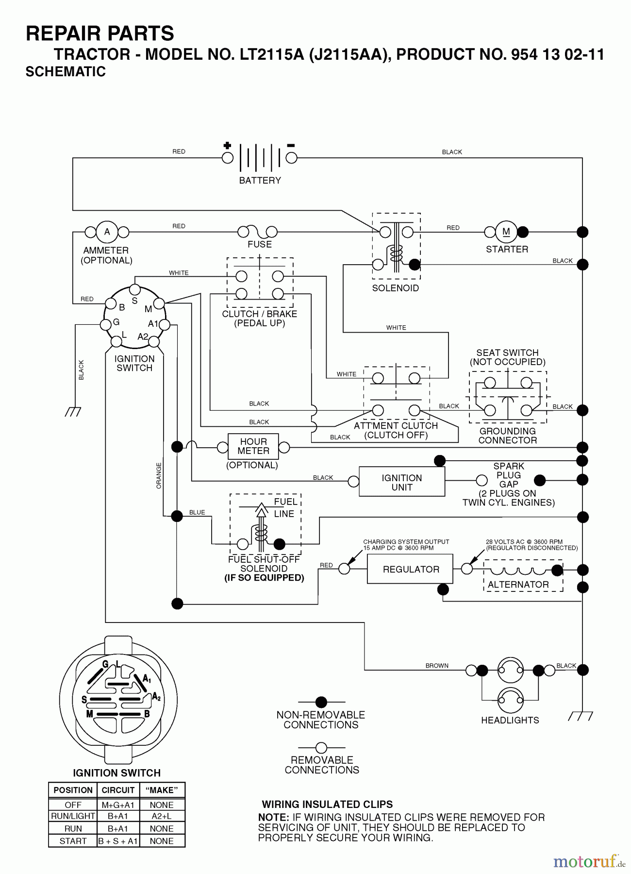 Jonsered Rasen und Garten Traktoren LT2115 A (J2115AA, 954130211) - Jonsered Lawn & Garden Tractor (2004-01) SCHEMATIC