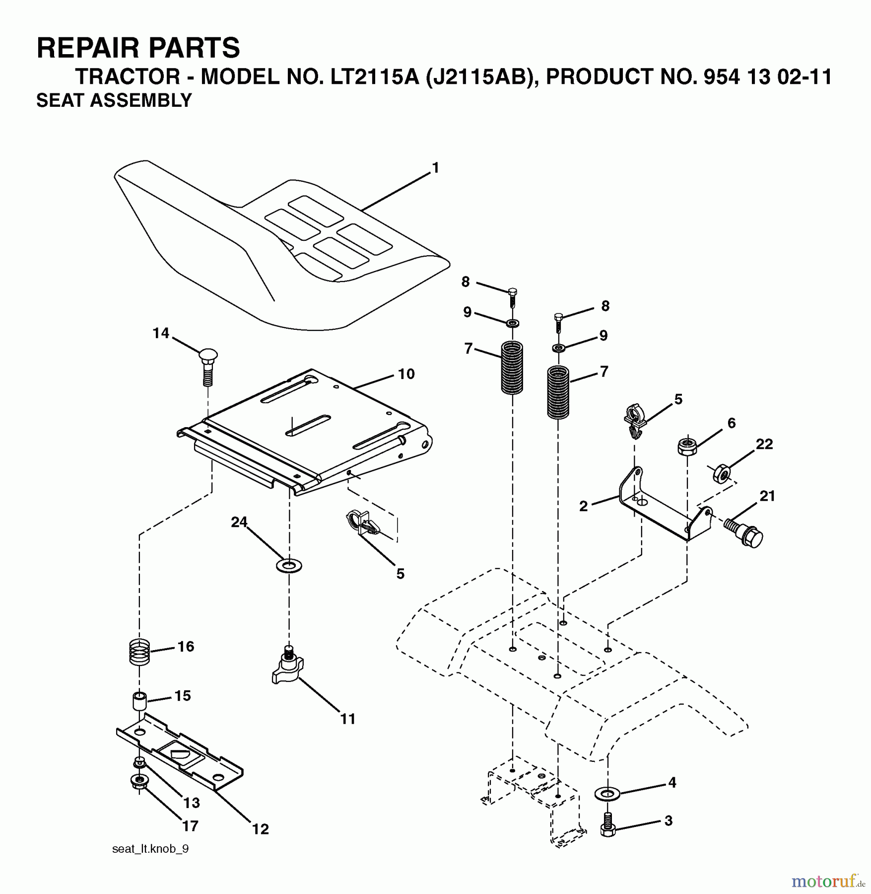 Jonsered Rasen und Garten Traktoren LT2115 A (J2115AB, 954130211) - Jonsered Lawn & Garden Tractor (2004-06) SEAT