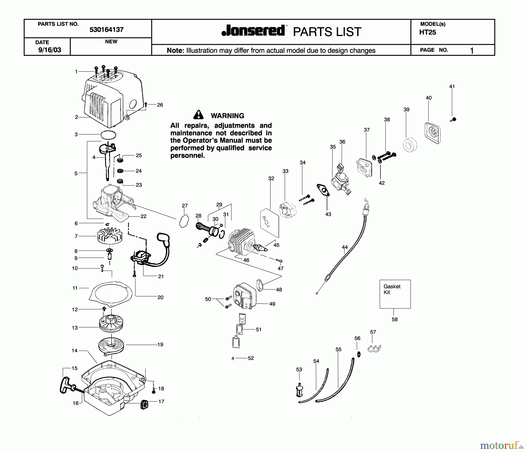  Jonsered Heckenscheren HT25 - Jonsered Hedge Trimmer (2004-01) RAIL