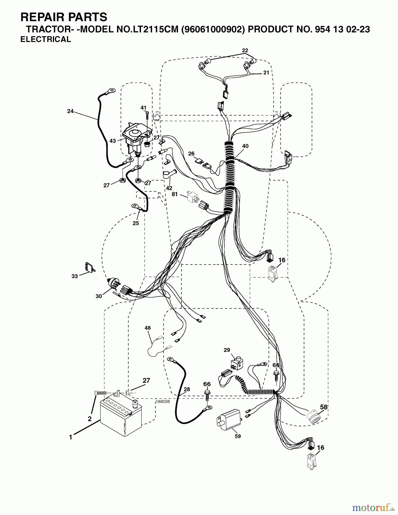 Jonsered Rasen  und Garten Traktoren LT2115 CM (96061000902) - Jonsered Lawn & Garden Tractor (2005-05) ELECTRICAL