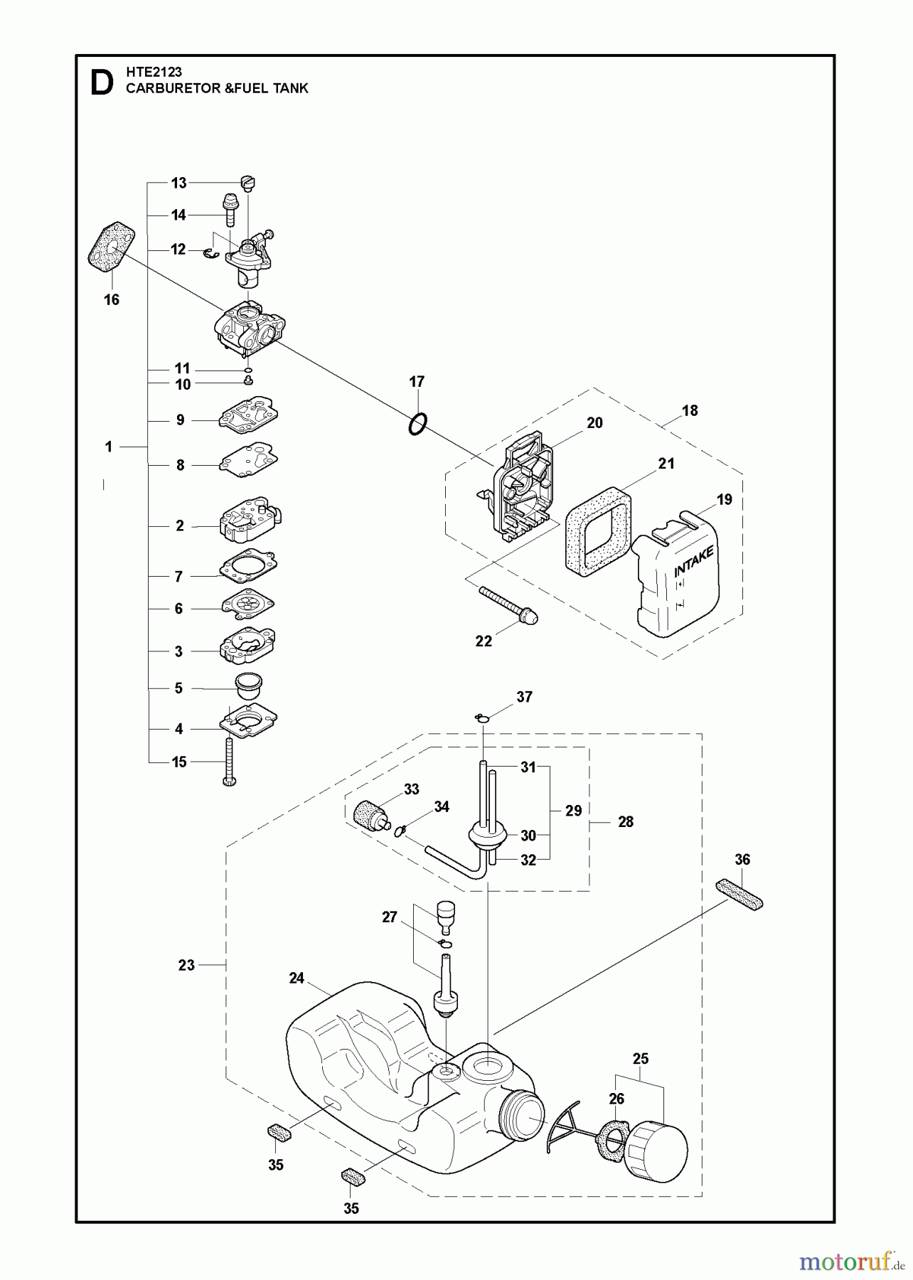  Jonsered Heckenscheren HTE2123 - Jonsered Hedge Trimmer (2010-03) CARBURETOR