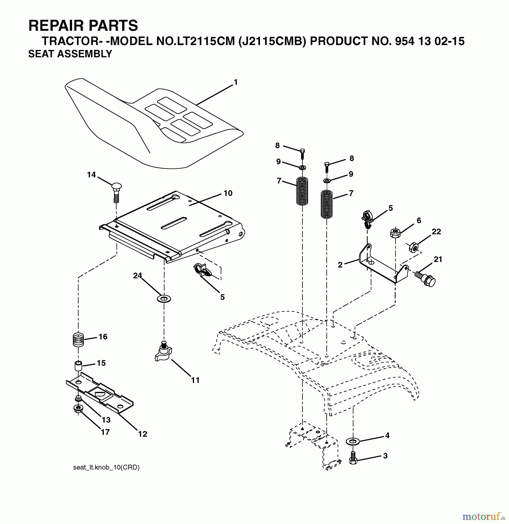 Jonsered Rasen und Garten Traktoren LT2115 CM (J2115CMB, 954130215) - Jonsered Lawn & Garden Tractor (2004-06) SEAT