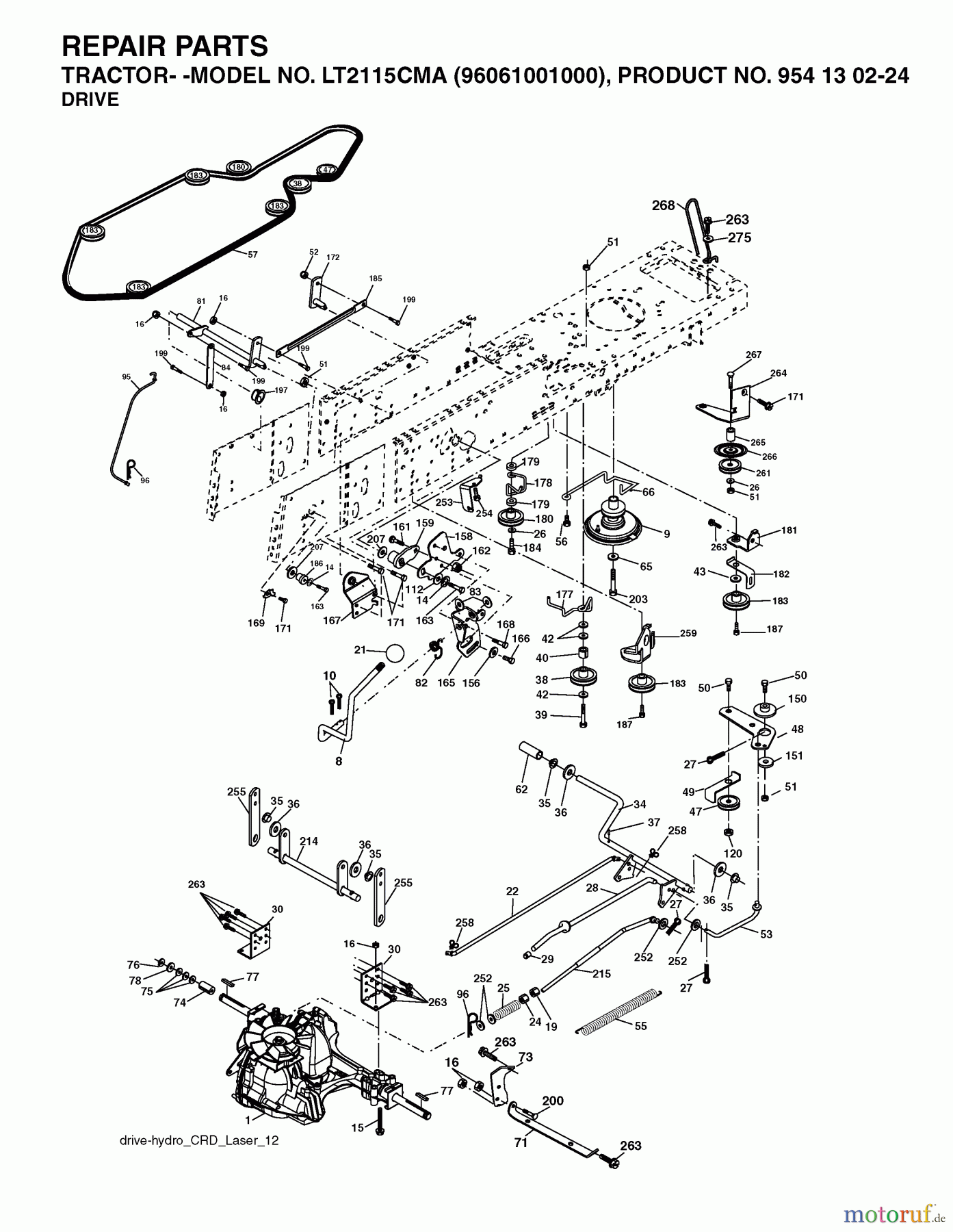 Jonsered Rasen und Garten Traktoren LT2115 CMA (96061001000) - Jonsered Lawn & Garden Tractor (2005-01) DRIVE