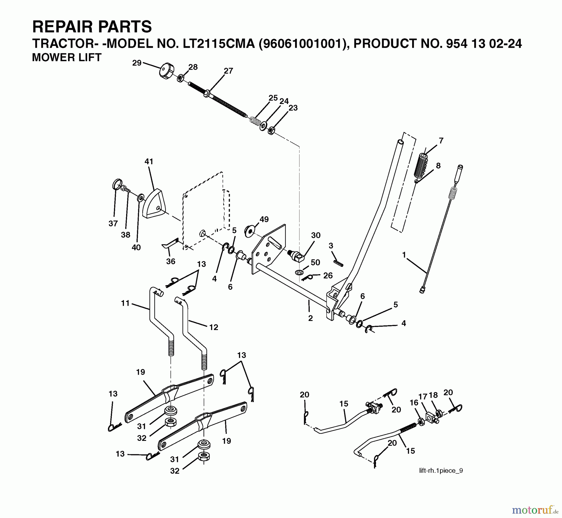  Jonsered Rasen  und Garten Traktoren LT2115 CMA (96061001001) - Jonsered Lawn & Garden Tractor (2005-04) MOWER LIFT / DECK LIFT