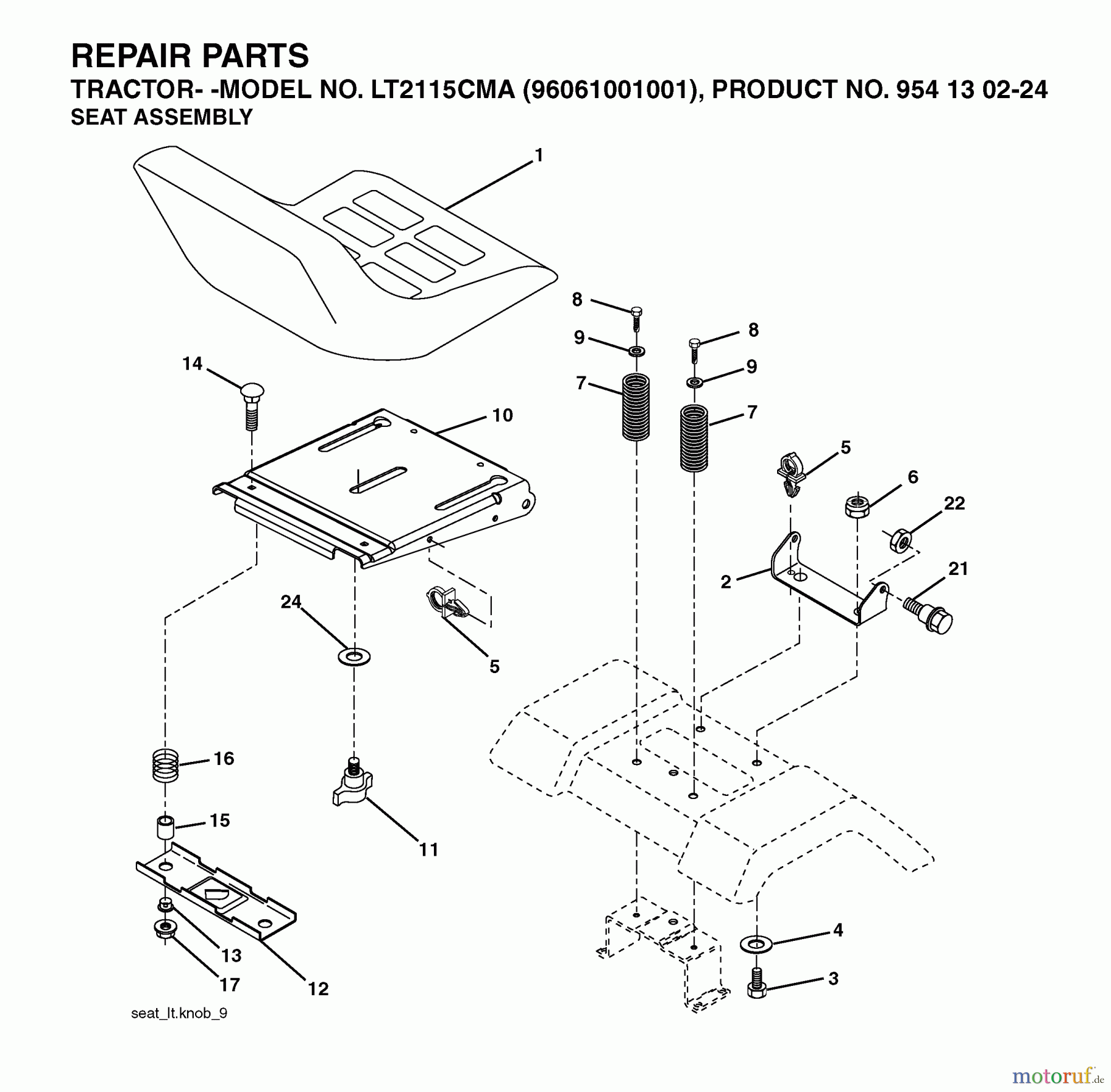 Jonsered Rasen  und Garten Traktoren LT2115 CMA (96061001001) - Jonsered Lawn & Garden Tractor (2005-04) SEAT