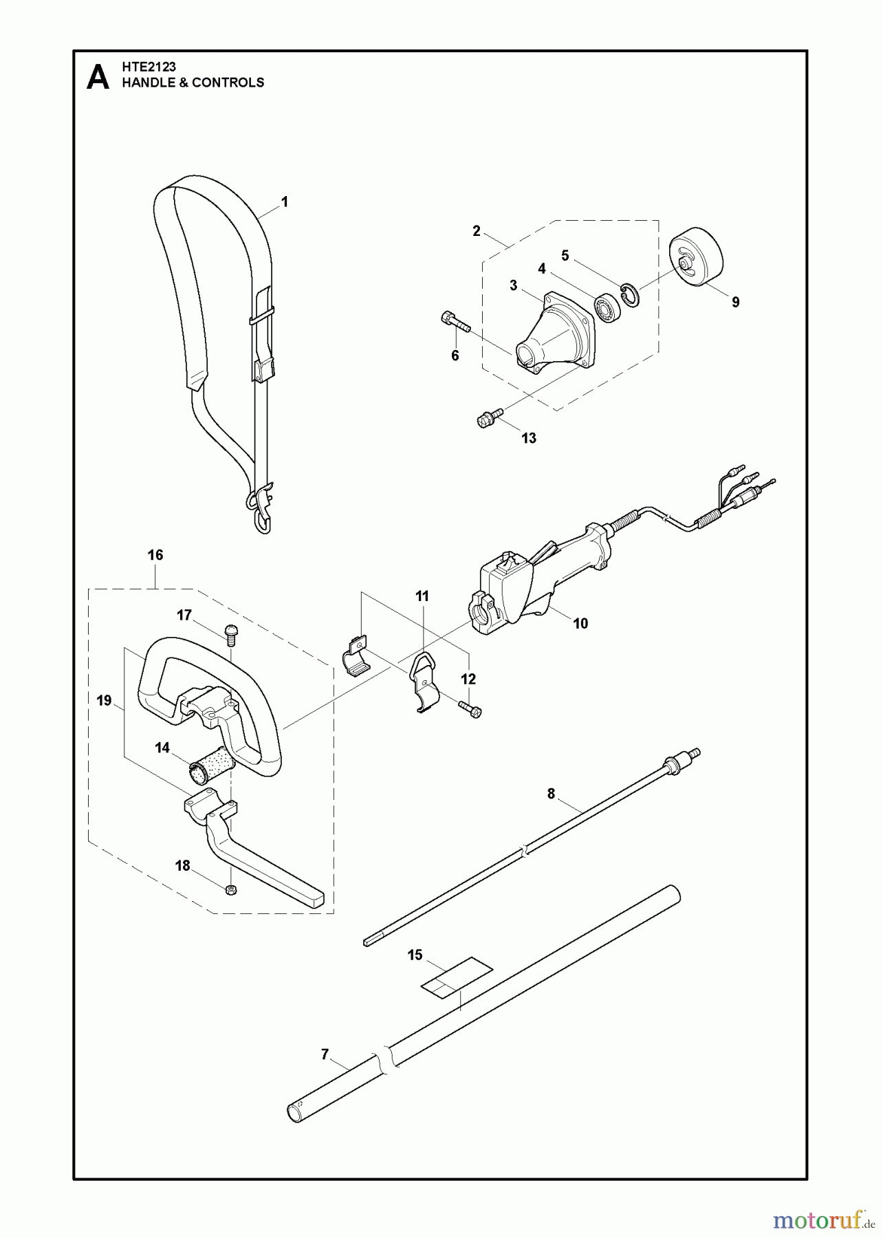  Jonsered Heckenscheren HTE2123 - Jonsered Hedge Trimmer (2010-03) HANDLE CONTROLS