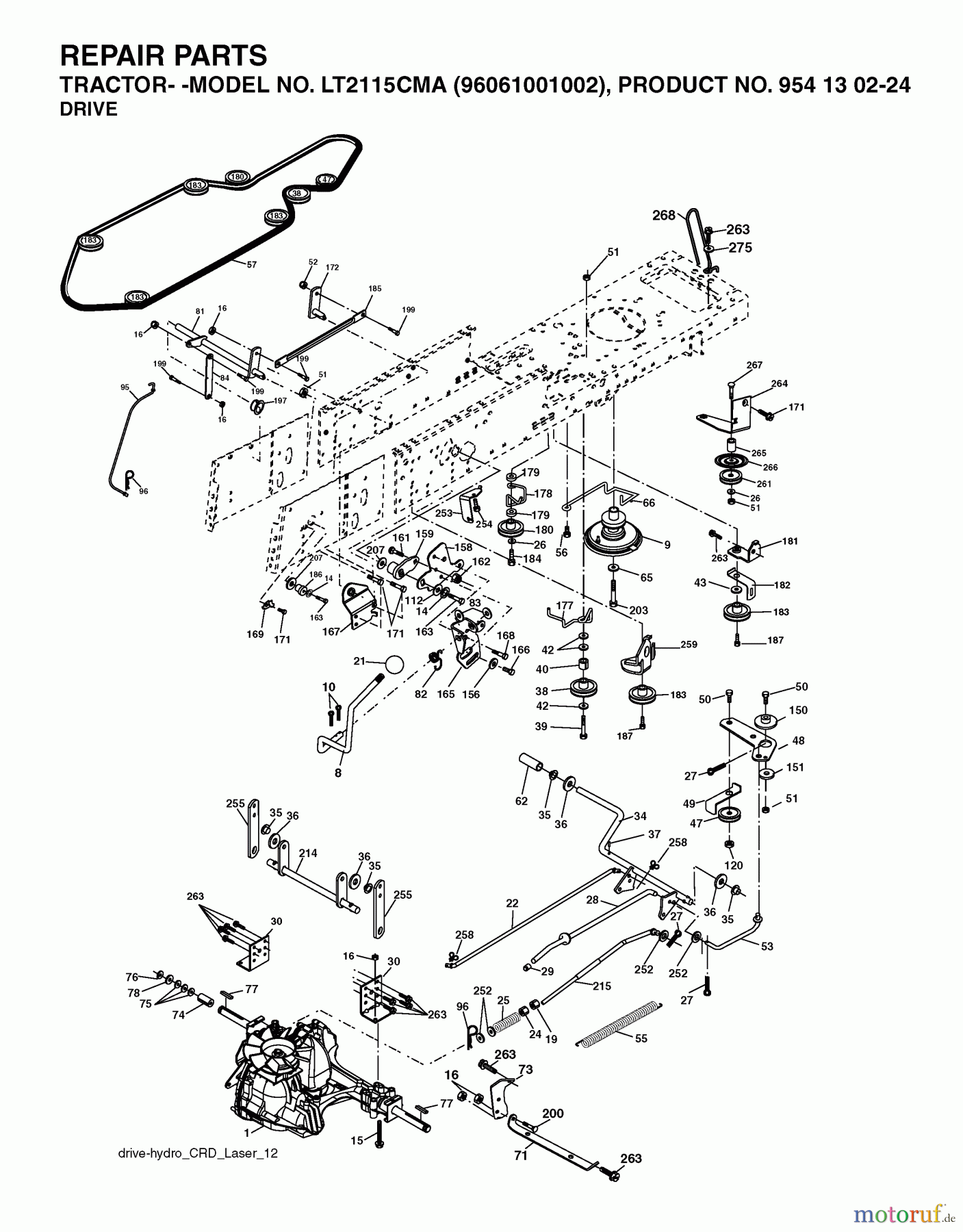 Jonsered Rasen und Garten Traktoren LT2115 CMA (96061001002) - Jonsered Lawn & Garden Tractor (2005-05) DRIVE