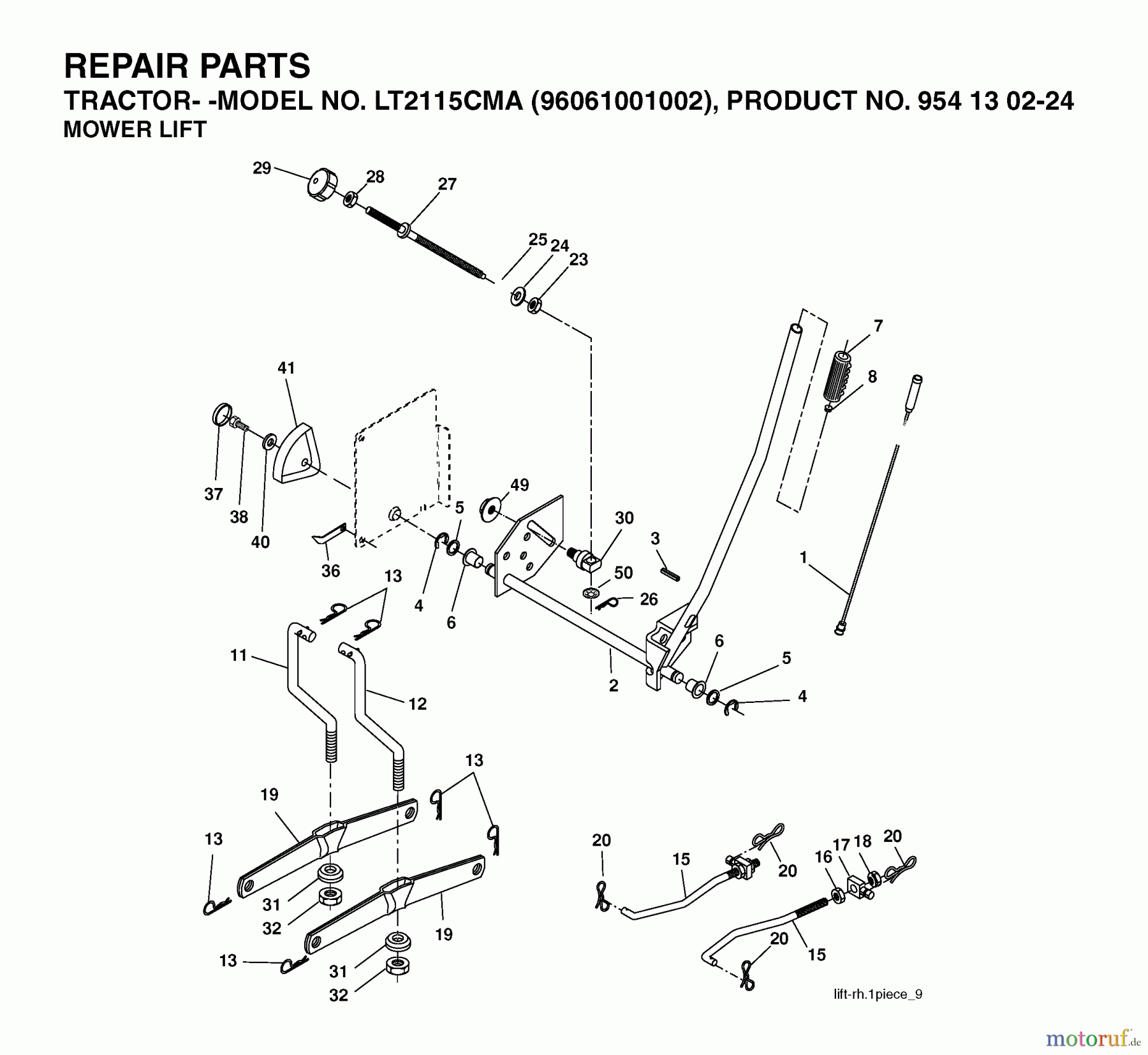  Jonsered Rasen  und Garten Traktoren LT2115 CMA (96061001002) - Jonsered Lawn & Garden Tractor (2005-05) MOWER LIFT / DECK LIFT