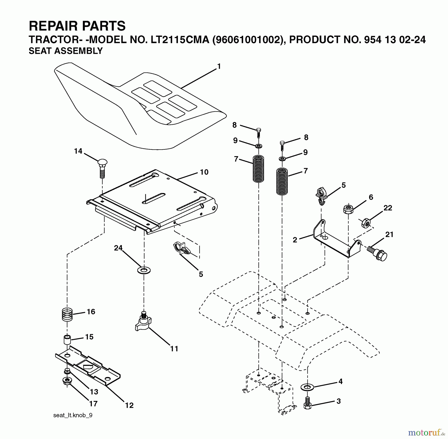 Jonsered Rasen  und Garten Traktoren LT2115 CMA (96061001002) - Jonsered Lawn & Garden Tractor (2005-05) SEAT