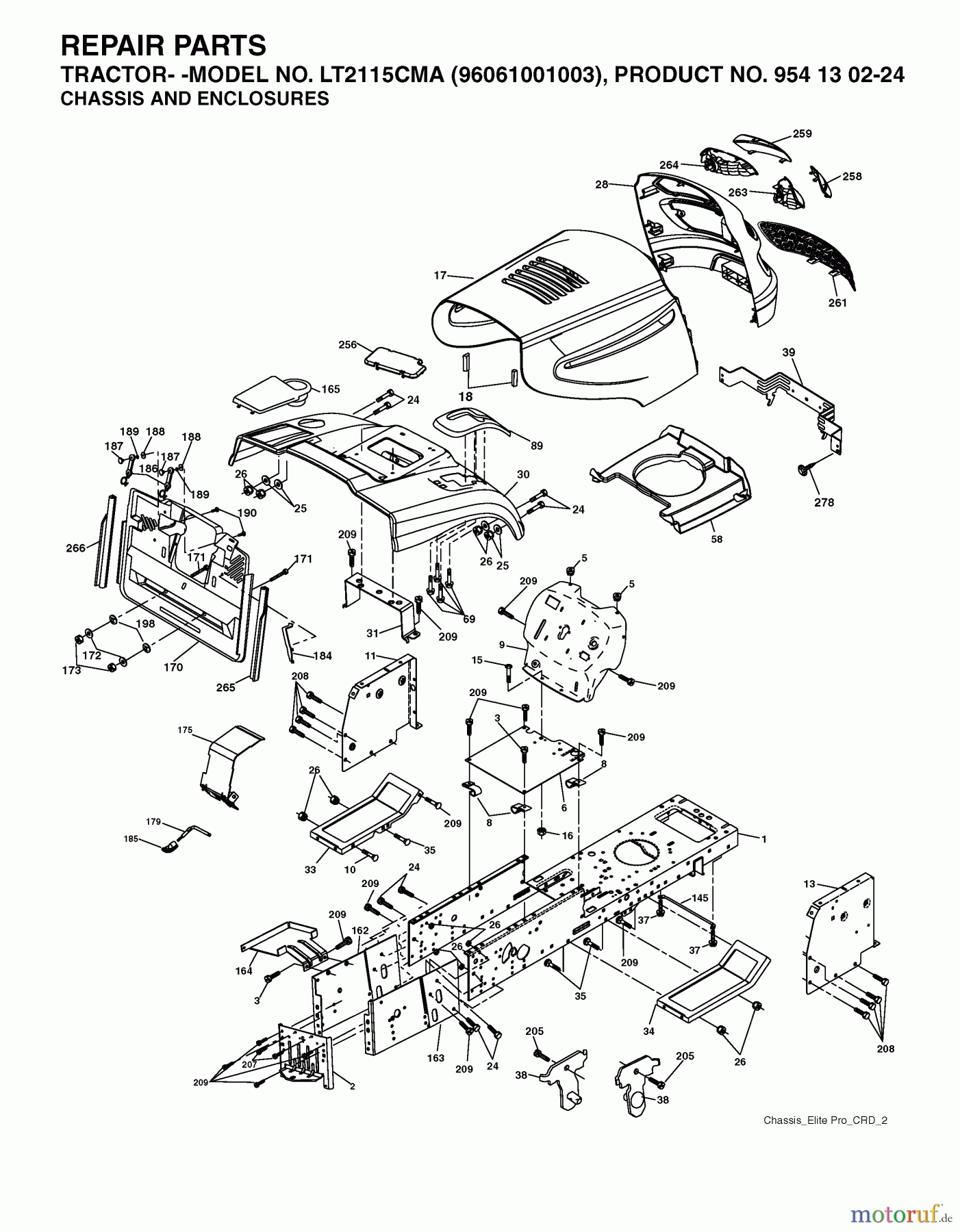  Jonsered Rasen  und Garten Traktoren LT2115 CMA (96061001003) - Jonsered Lawn & Garden Tractor (2006-01) CHASSIS ENCLOSURES