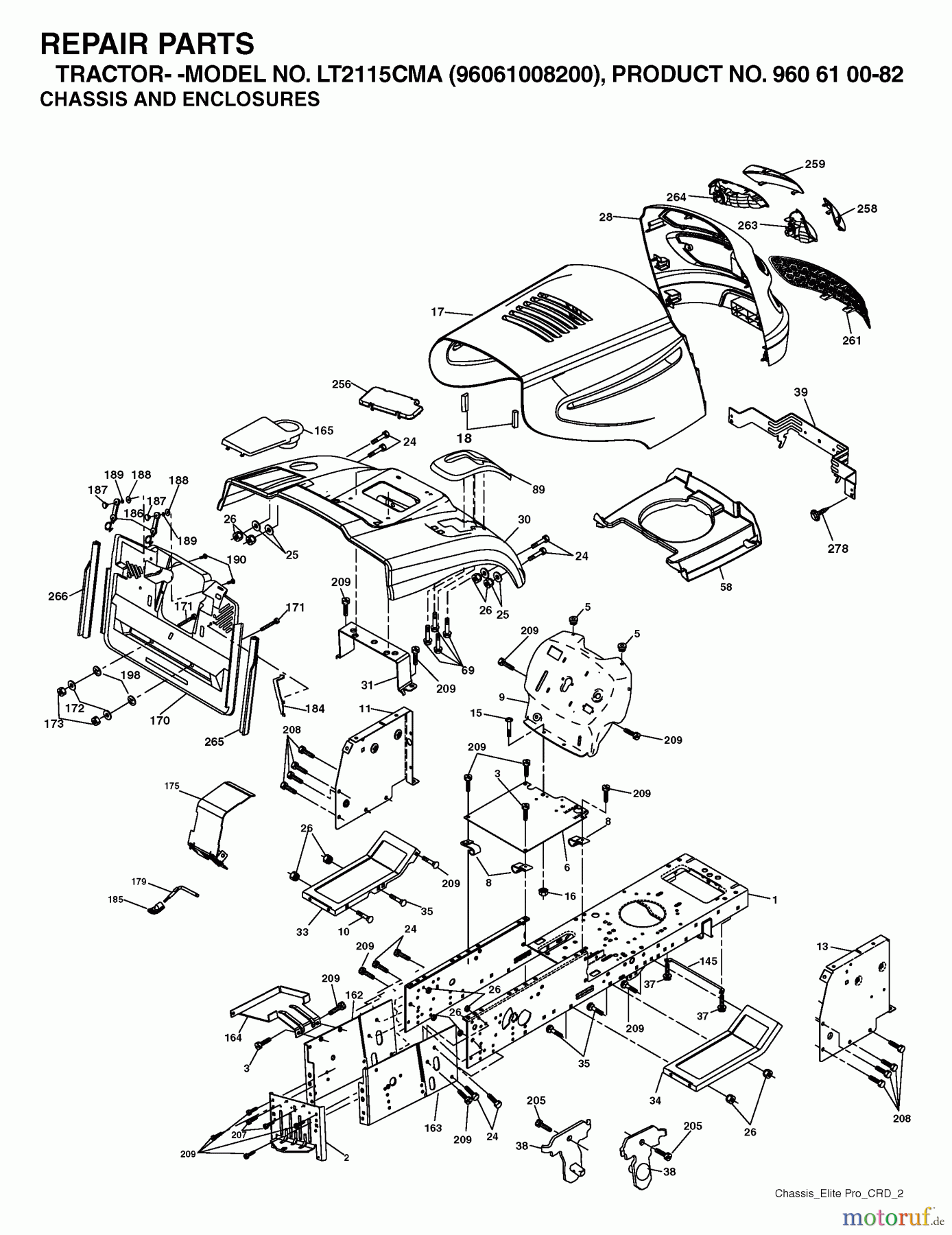 Jonsered Rasen und Garten Traktoren LT2115 CMA (96061008200) - Jonsered Lawn & Garden Tractor (2006-05) CHASSIS ENCLOSURES