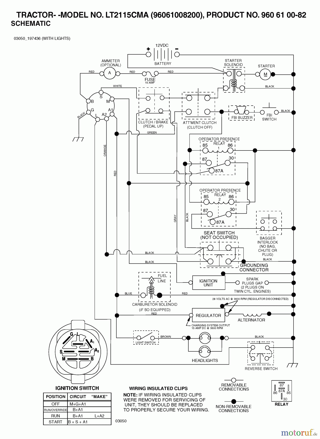Jonsered Rasen und Garten Traktoren LT2115 CMA (96061008200) - Jonsered Lawn & Garden Tractor (2006-05) SCHEMATIC