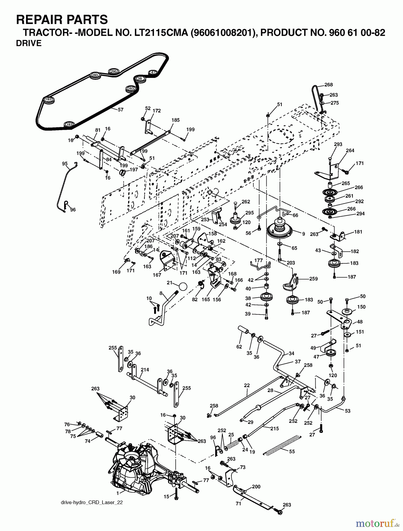 Jonsered Rasen und Garten Traktoren LT2115 CMA (96061008201) - Jonsered Lawn & Garden Tractor (2006-03) DRIVE