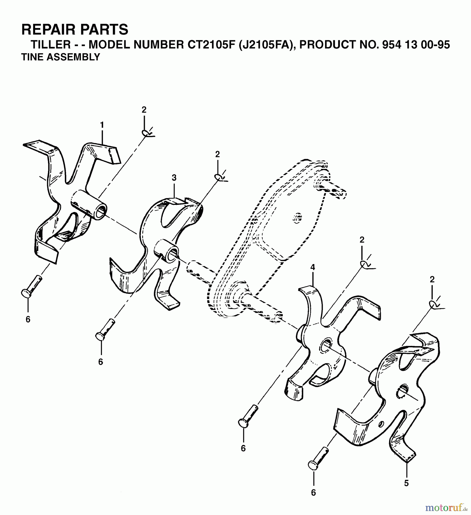  Jonsered Rasen  und Garten Traktoren CT2105 (J2105FA, 954130095) - Jonsered Lawn & Garden Tractor (2003-01) TINE ASSEMBLY