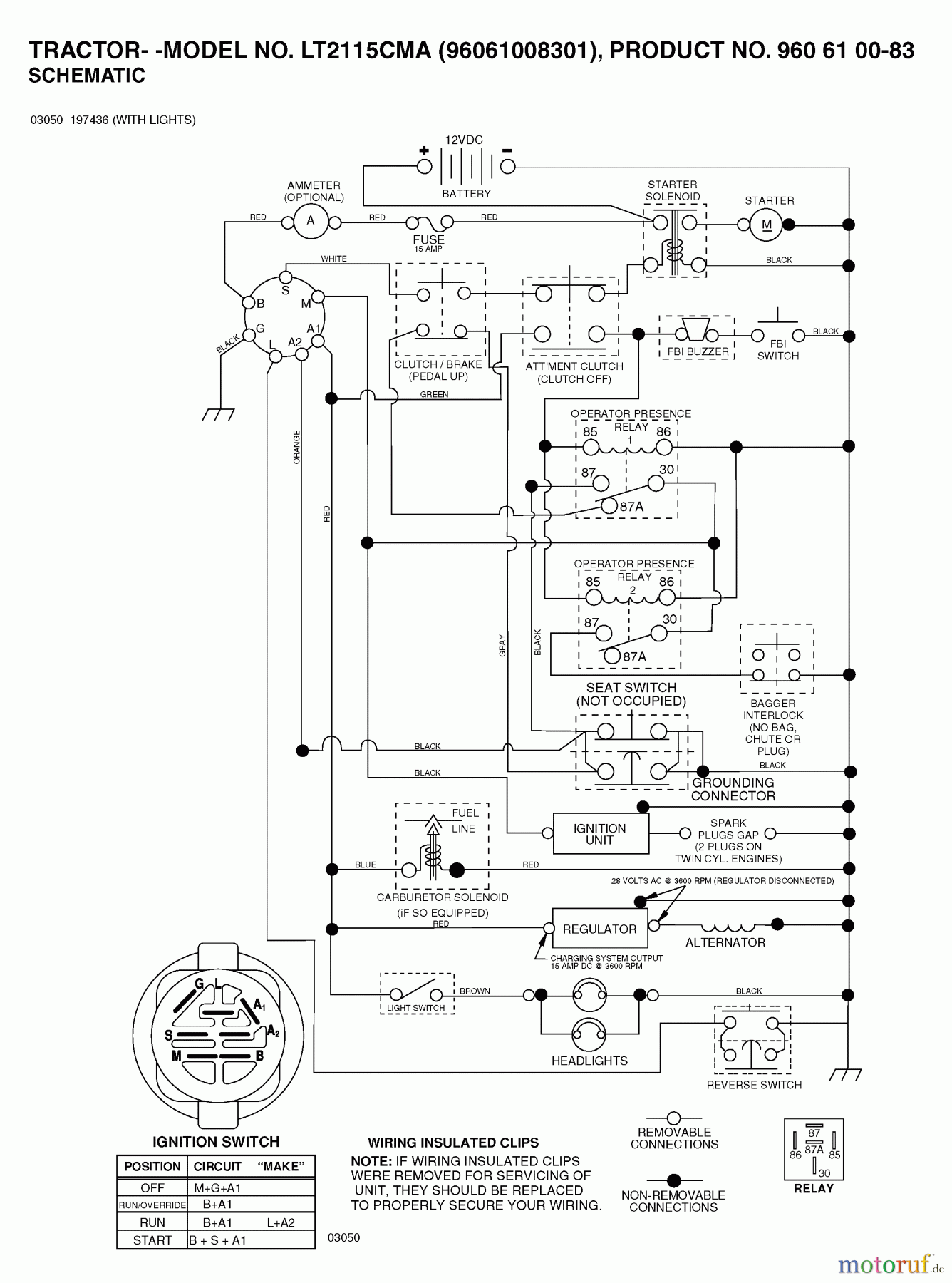  Jonsered Rasen  und Garten Traktoren LT2115 CMA (96061008301) - Jonsered Lawn & Garden Tractor (2006-06) SCHEMATIC