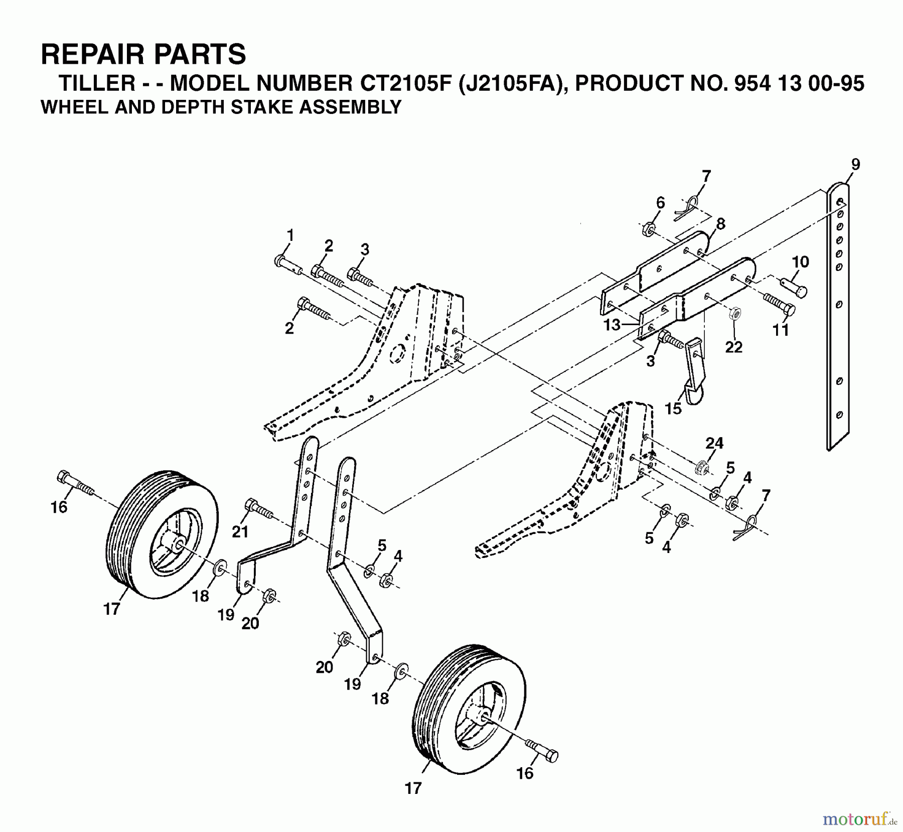 Jonsered Rasen und Garten Traktoren CT2105 (J2105FA, 954130095) - Jonsered Lawn & Garden Tractor (2003-01) WHEEL DEPTH STAKE ASSEMBLY