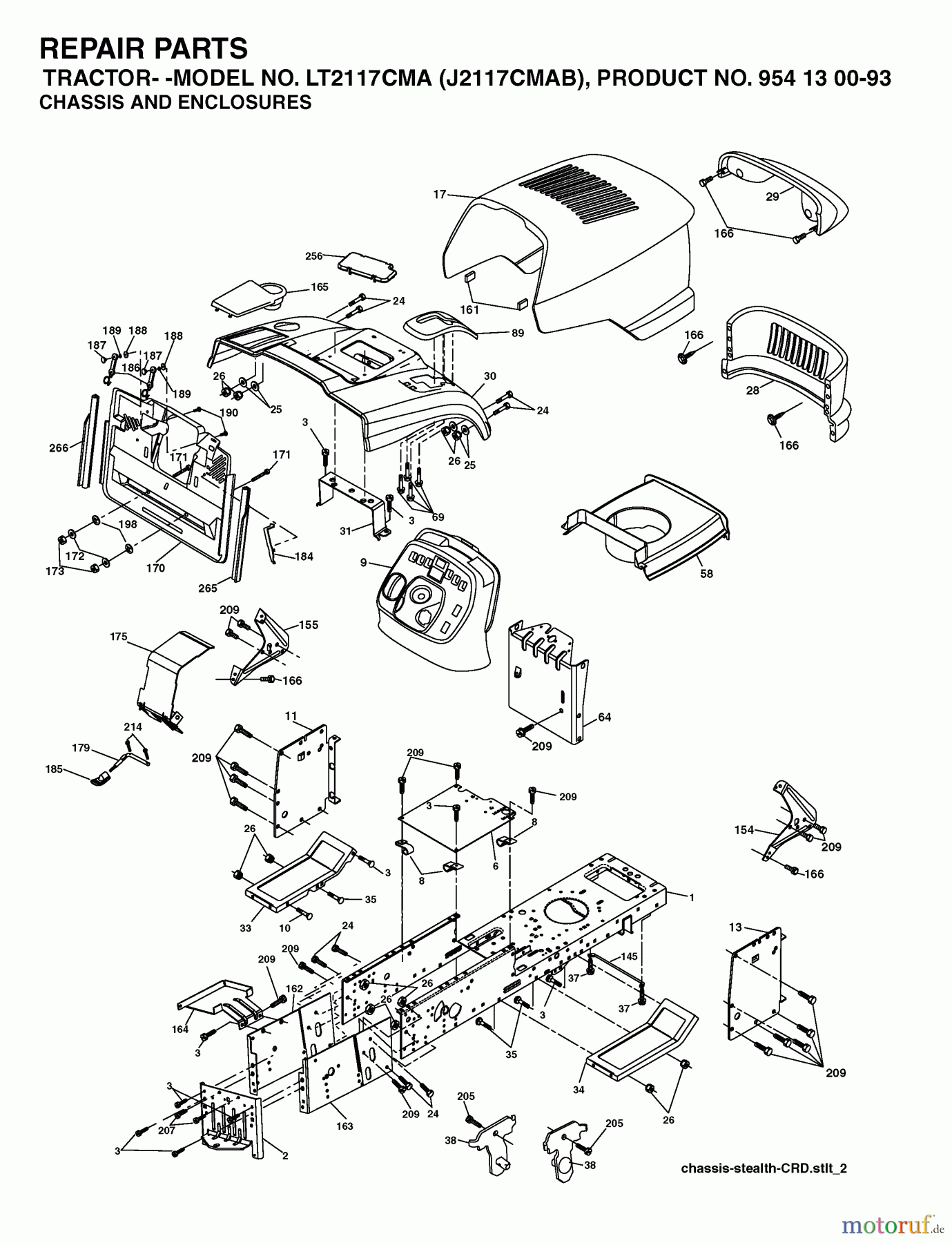 Jonsered Rasen und Garten Traktoren LT2117 CMA (J2117CMAB, 954130093) - Jonsered Lawn & Garden Tractor (2003-05) CHASSIS ENCLOSURES