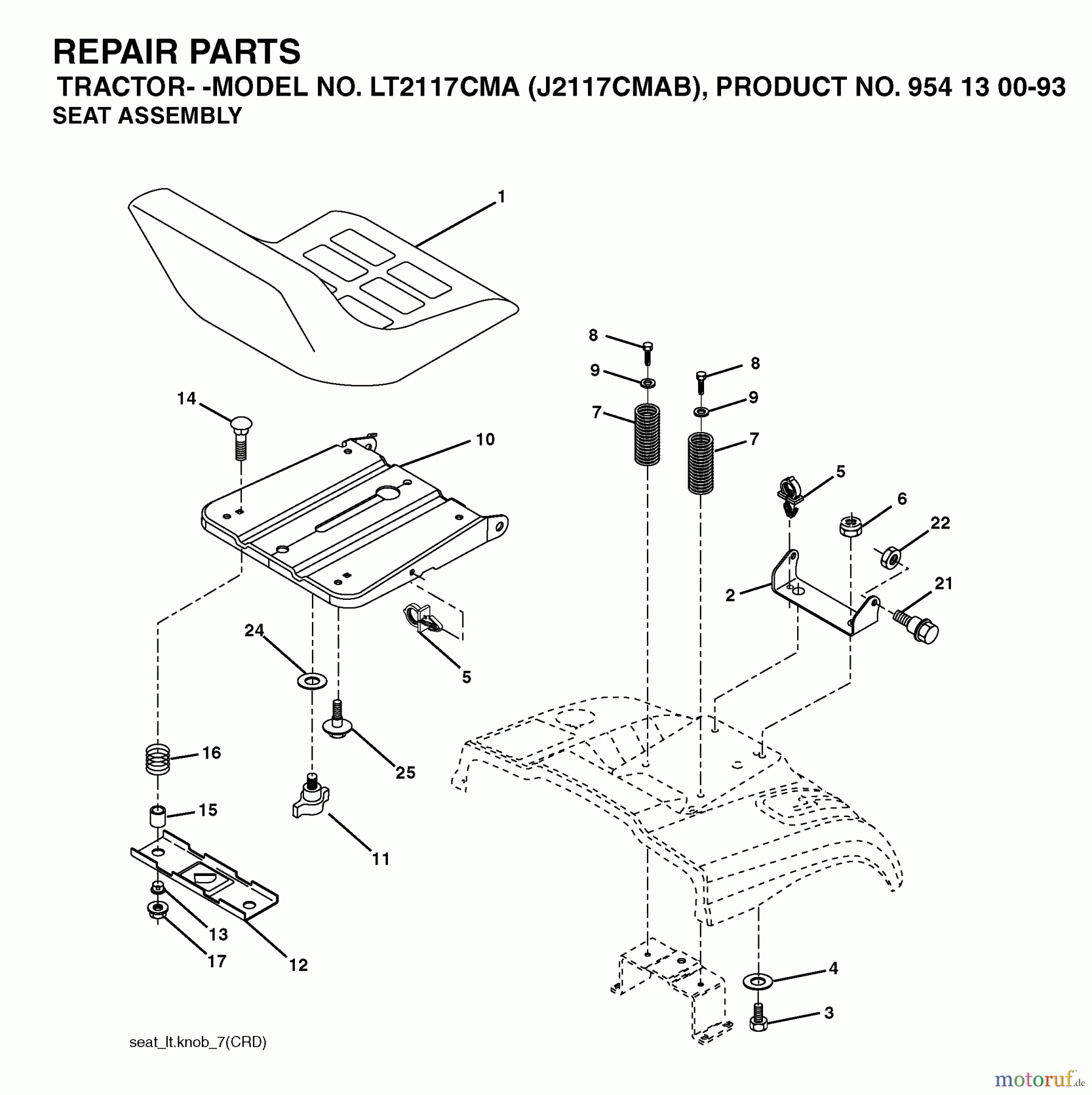Jonsered Rasen und Garten Traktoren LT2117 CMA (J2117CMAB, 954130093) - Jonsered Lawn & Garden Tractor (2003-05) SEAT