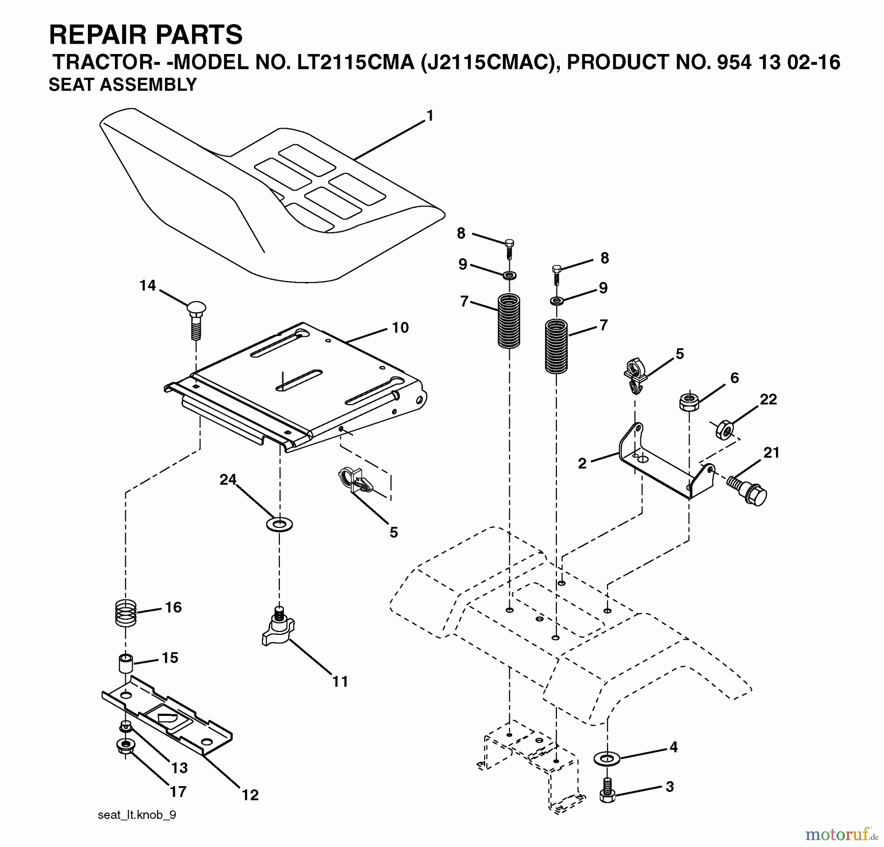 Jonsered Rasen und Garten Traktoren LT2115 CMA (J2115CMAC, 954130216) - Jonsered Lawn & Garden Tractor (2004-06) SEAT