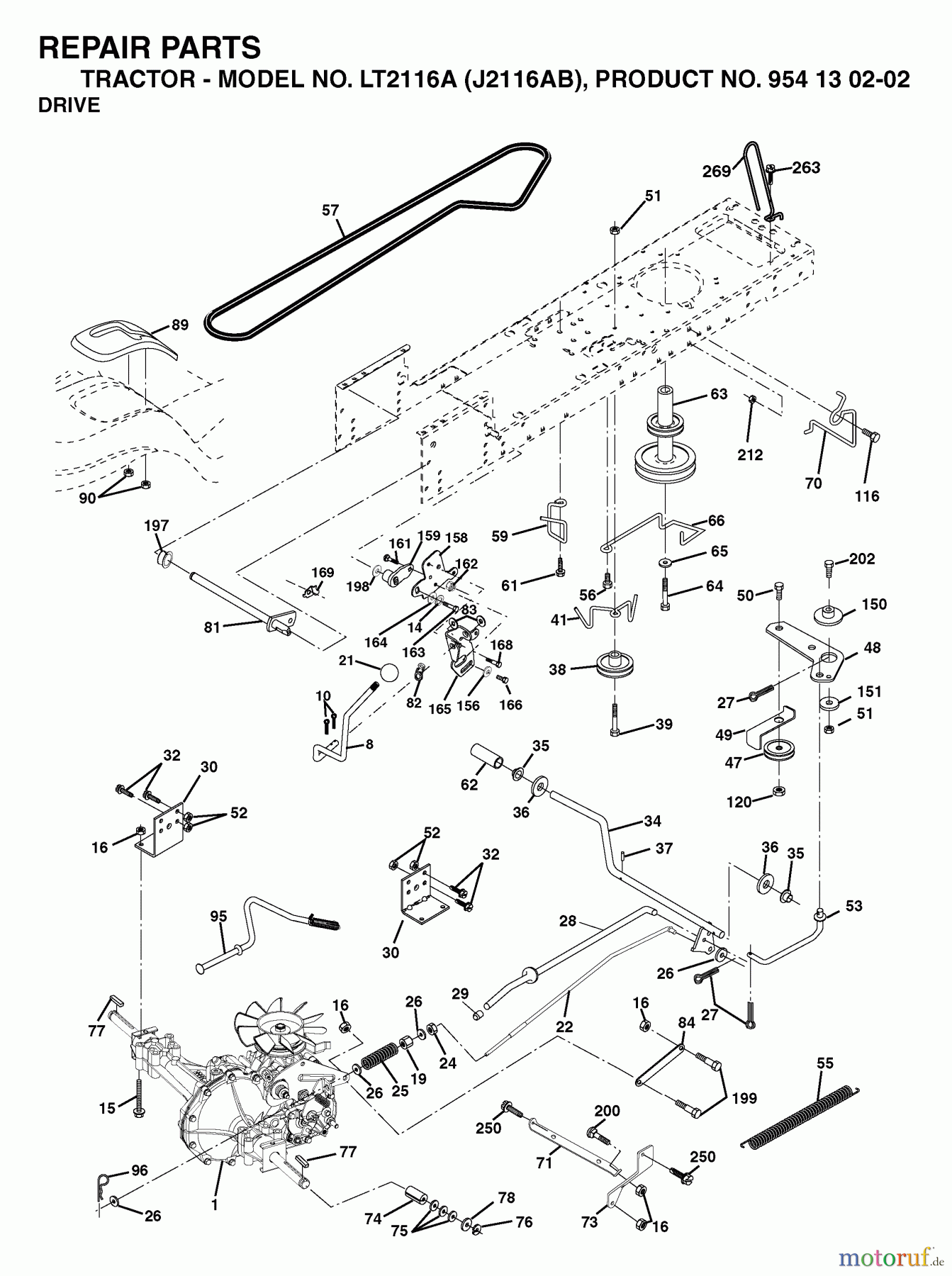  Jonsered Rasen  und Garten Traktoren LT2116 A (J2116AB, 954130202) - Jonsered Lawn & Garden Tractor (2003-01) DRIVE