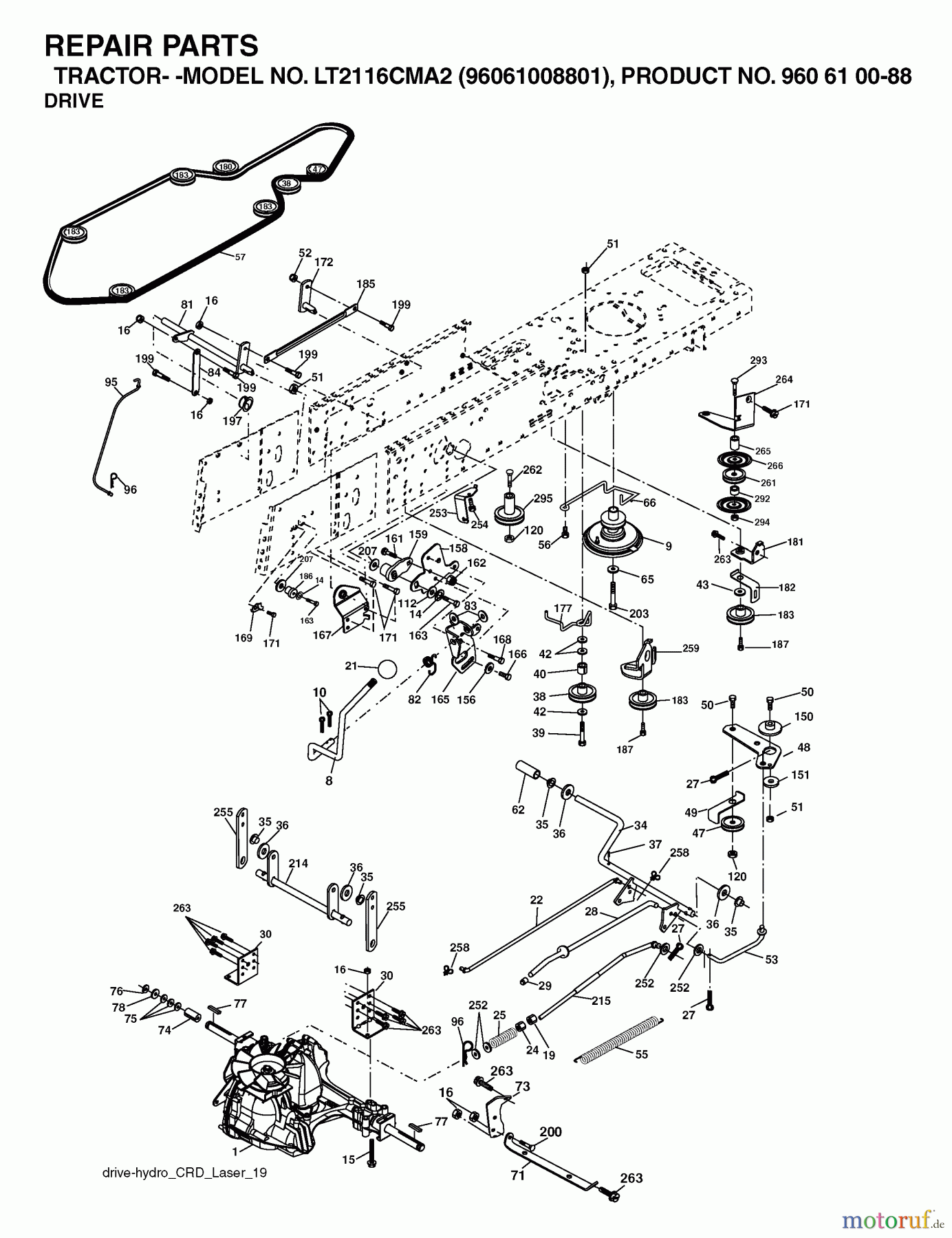 Jonsered Rasen  und Garten Traktoren LT2116 CMA2 (96061008801) - Jonsered Lawn & Garden Tractor (2006-06) DRIVE