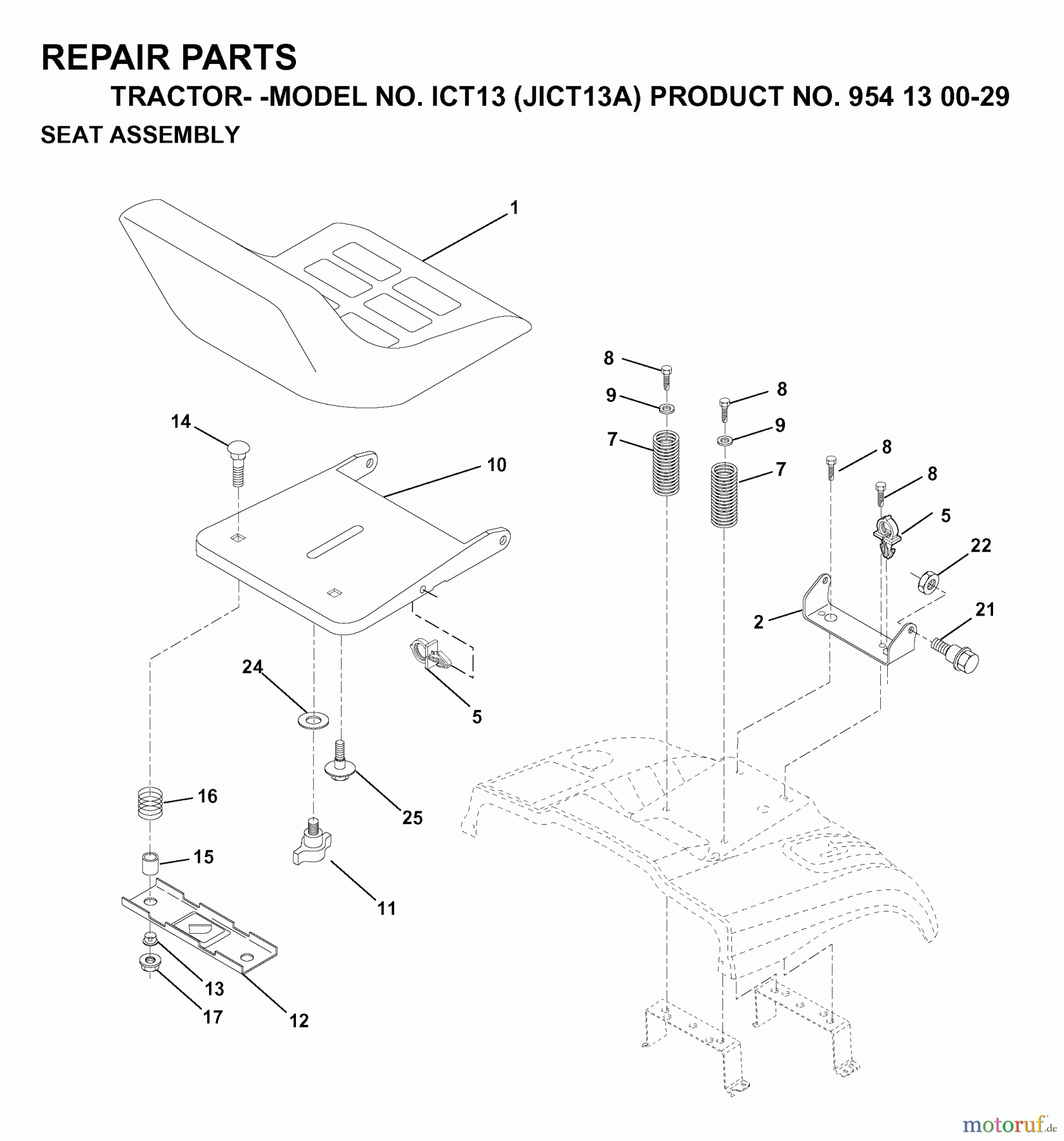 Jonsered Rasen und Garten Traktoren ICT13 (JICT13A, 954130029) - Jonsered Lawn & Garden Tractor (1999-03) SEAT