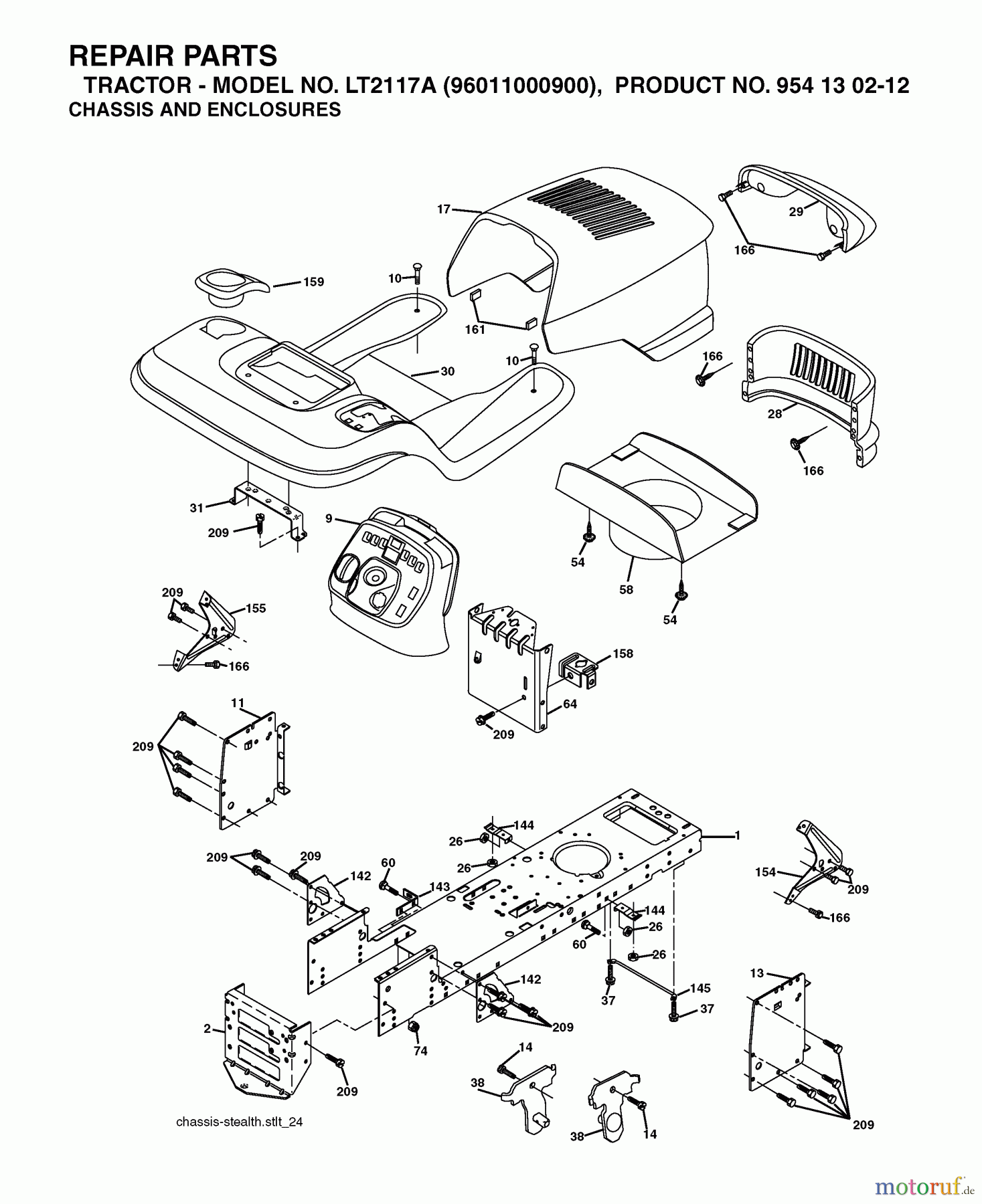  Jonsered Rasen  und Garten Traktoren LT2117 A (96011000900) - Jonsered Lawn & Garden Tractor (2005-01) CHASSIS ENCLOSURES