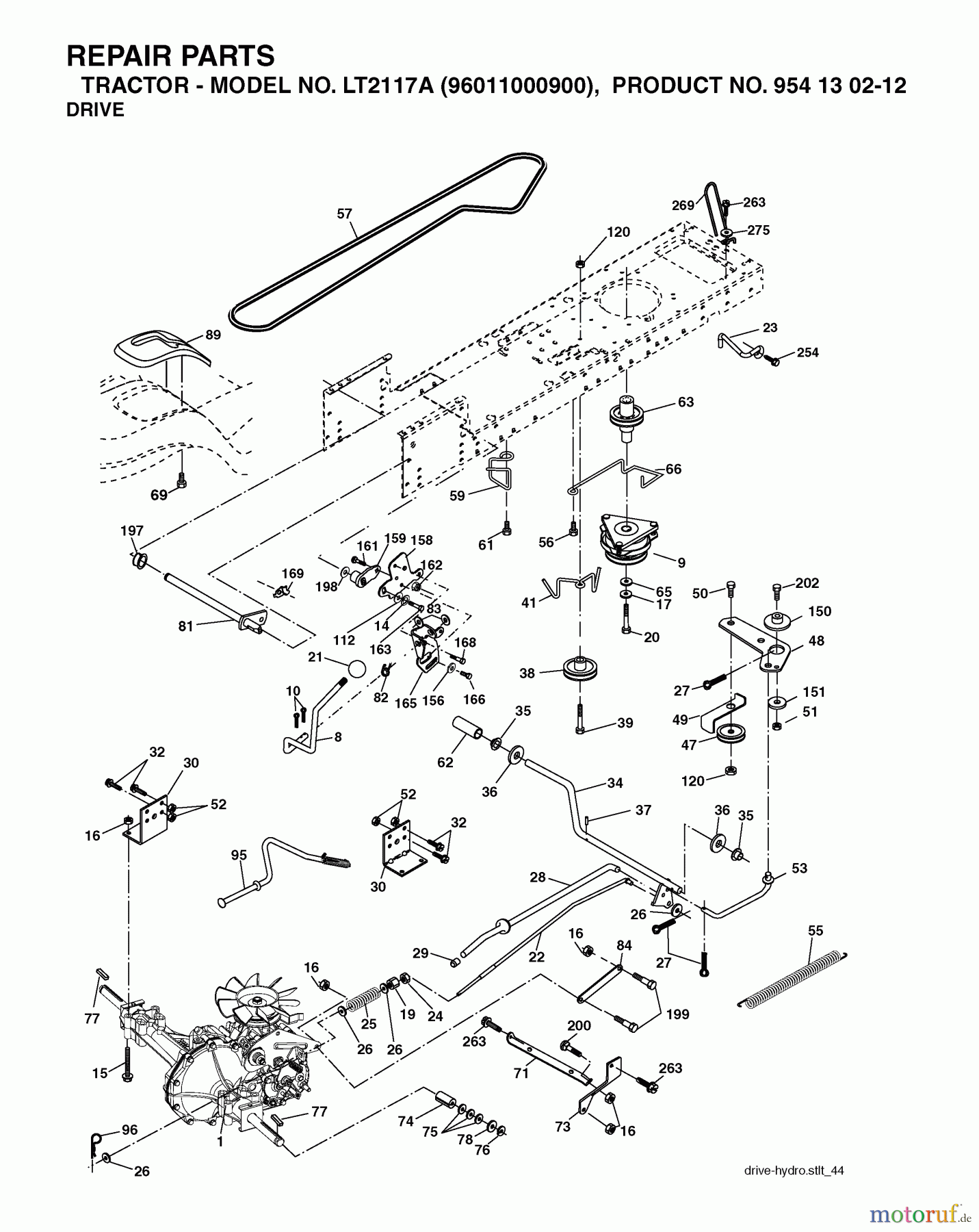 Jonsered Rasen und Garten Traktoren LT2117 A (96011000900) - Jonsered Lawn & Garden Tractor (2005-01) DRIVE