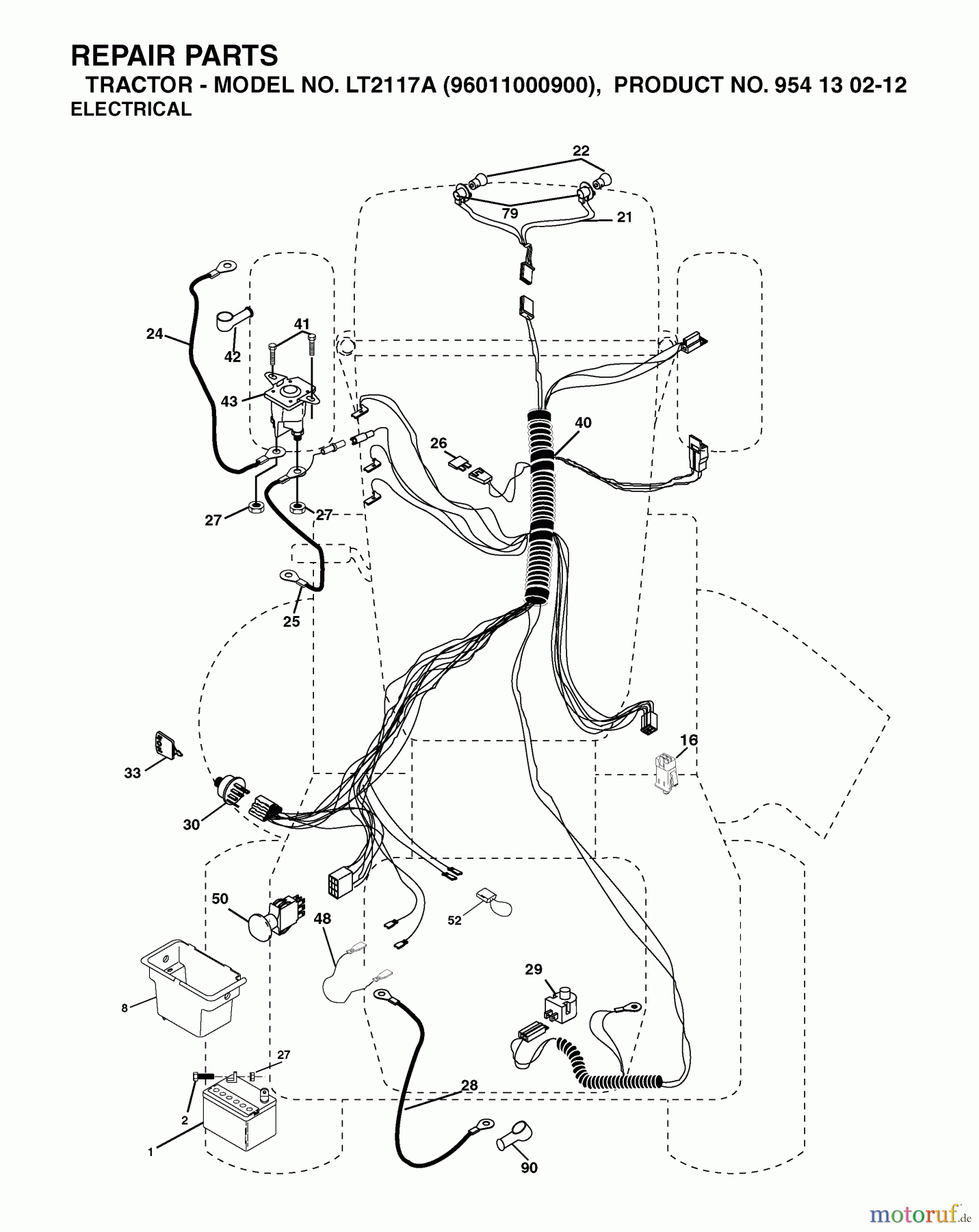 Jonsered Rasen und Garten Traktoren LT2117 A (96011000900) - Jonsered Lawn & Garden Tractor (2005-01) ELECTRICAL