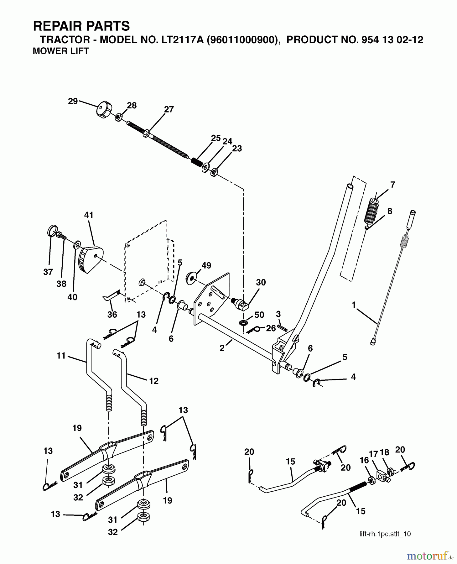 Jonsered Rasen und Garten Traktoren LT2117 A (96011000900) - Jonsered Lawn & Garden Tractor (2005-01) MOWER LIFT / DECK LIFT