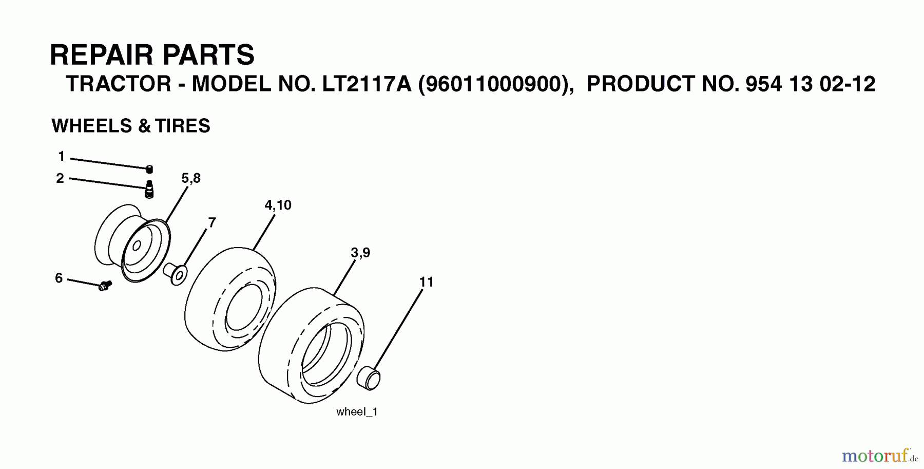 Jonsered Rasen und Garten Traktoren LT2117 A (96011000900) - Jonsered Lawn & Garden Tractor (2005-01) WHEELS TIRES