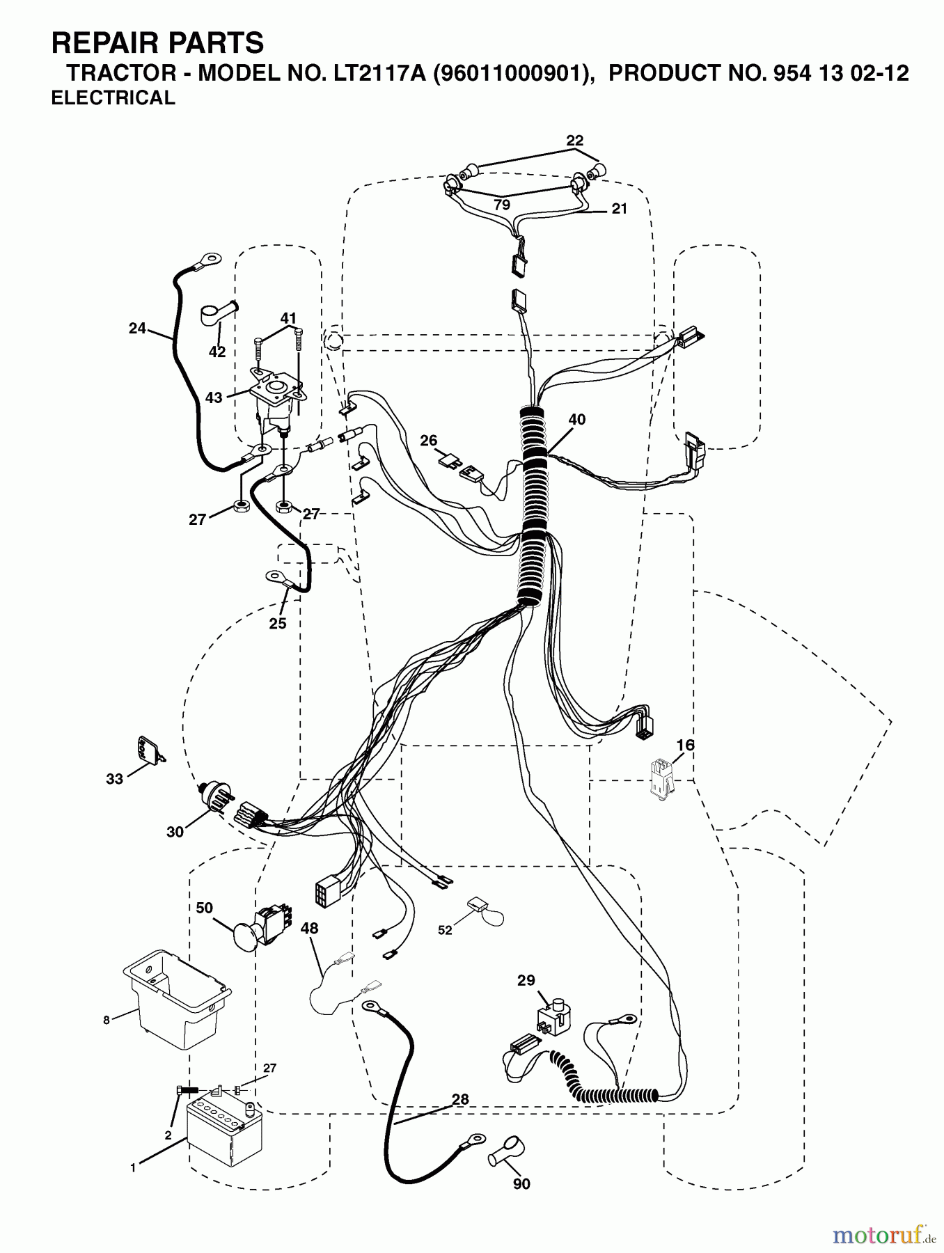 Jonsered Rasen und Garten Traktoren LT2117 A (96011000901) - Jonsered Lawn & Garden Tractor (2005-05) ELECTRICAL