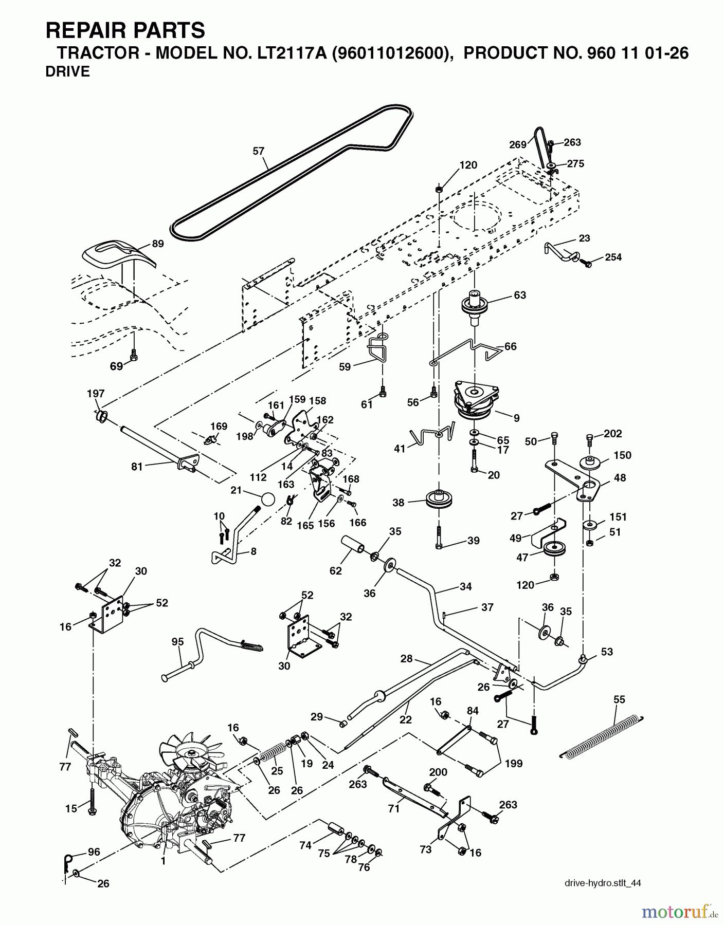 Jonsered Rasen und Garten Traktoren LT2117 A (96011012600) - Jonsered Lawn & Garden Tractor (2006-01) DRIVE