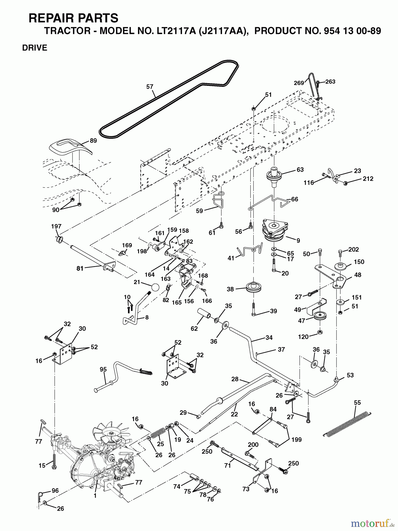  Jonsered Rasen  und Garten Traktoren LT2117 A (J2117AA, 954130089) - Jonsered Lawn & Garden Tractor (2003-01) DRIVE