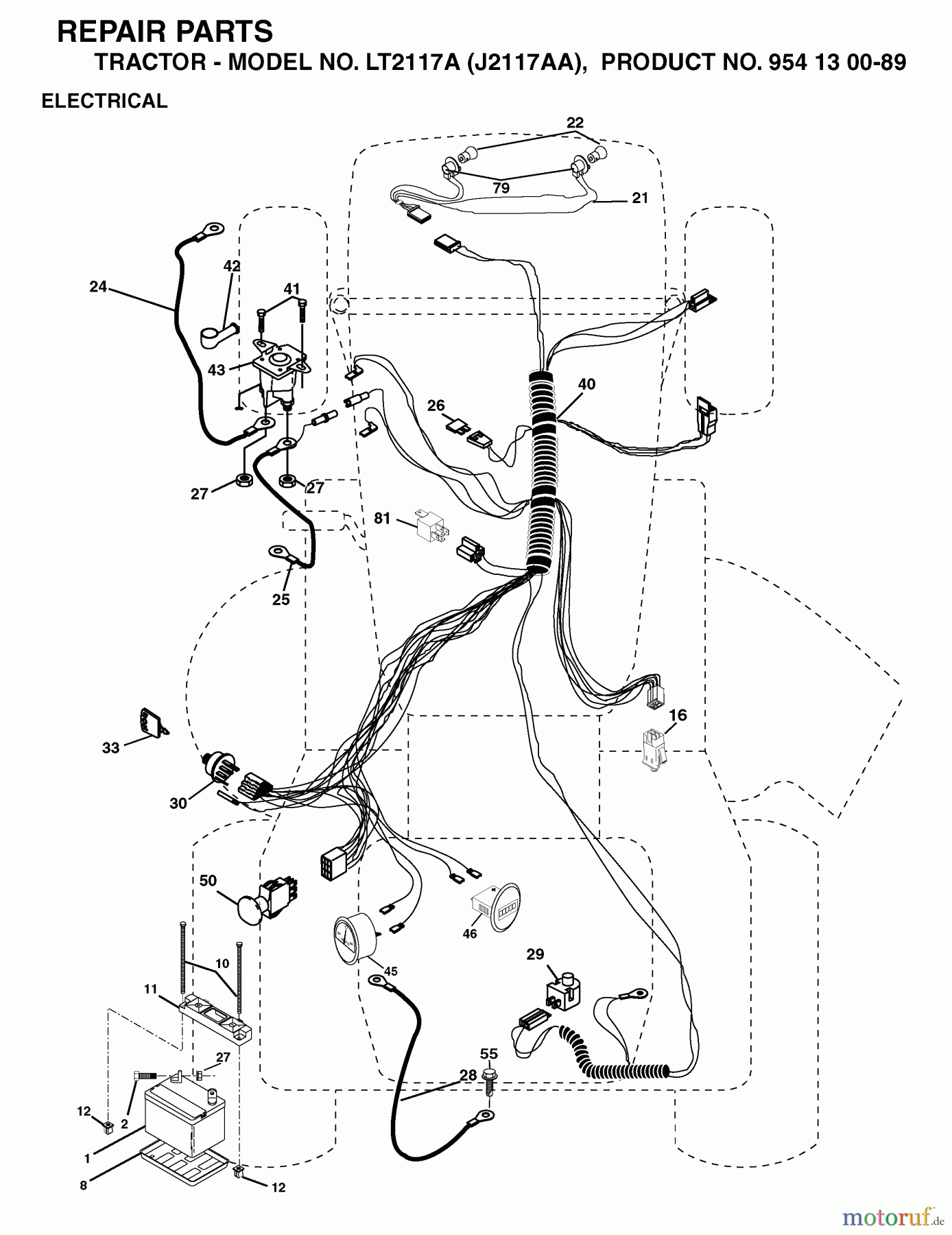  Jonsered Rasen  und Garten Traktoren LT2117 A (J2117AA, 954130089) - Jonsered Lawn & Garden Tractor (2003-01) ELECTRICAL
