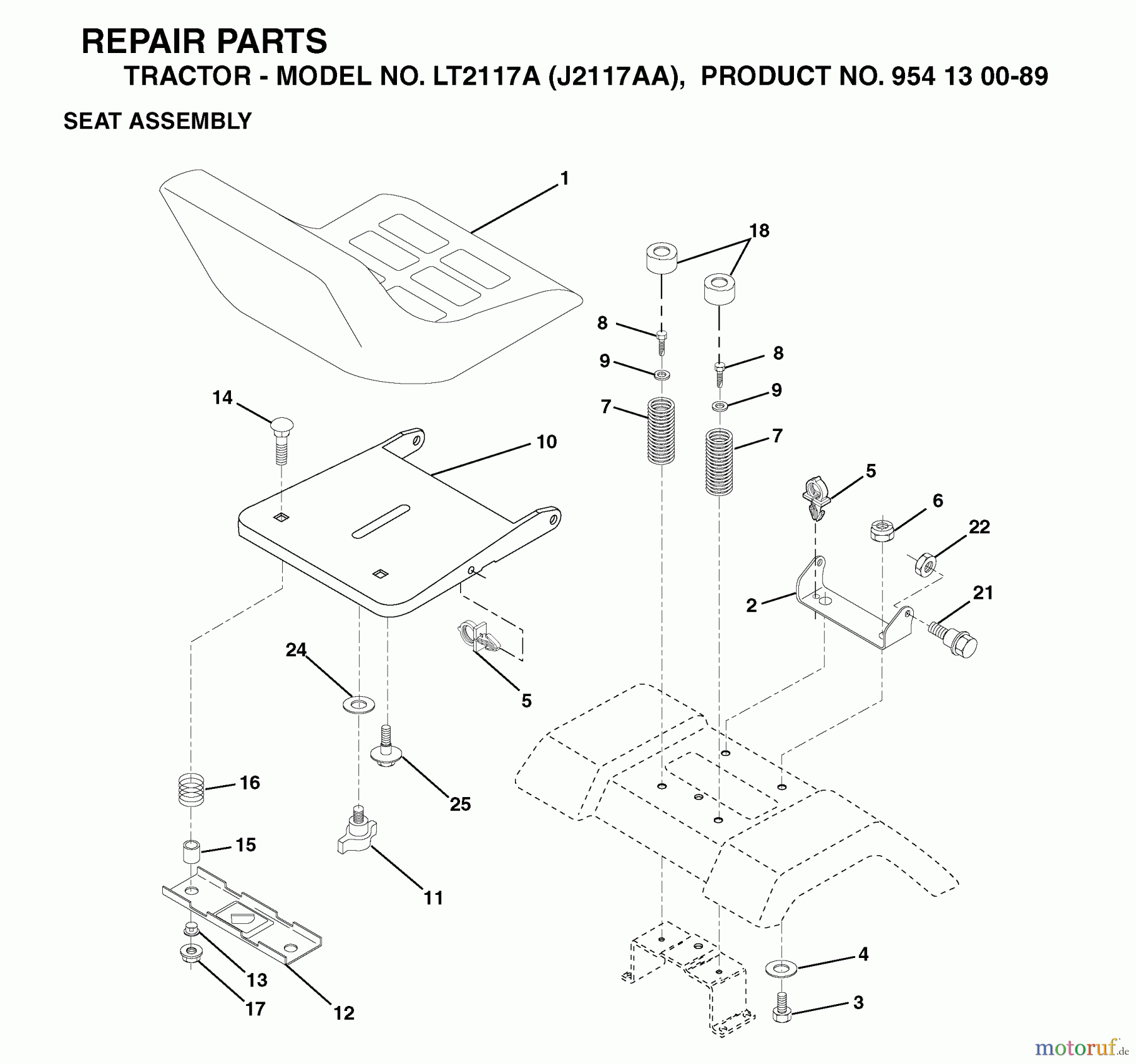 Jonsered Rasen und Garten Traktoren LT2117 A (J2117AA, 954130089) - Jonsered Lawn & Garden Tractor (2003-01) SEAT