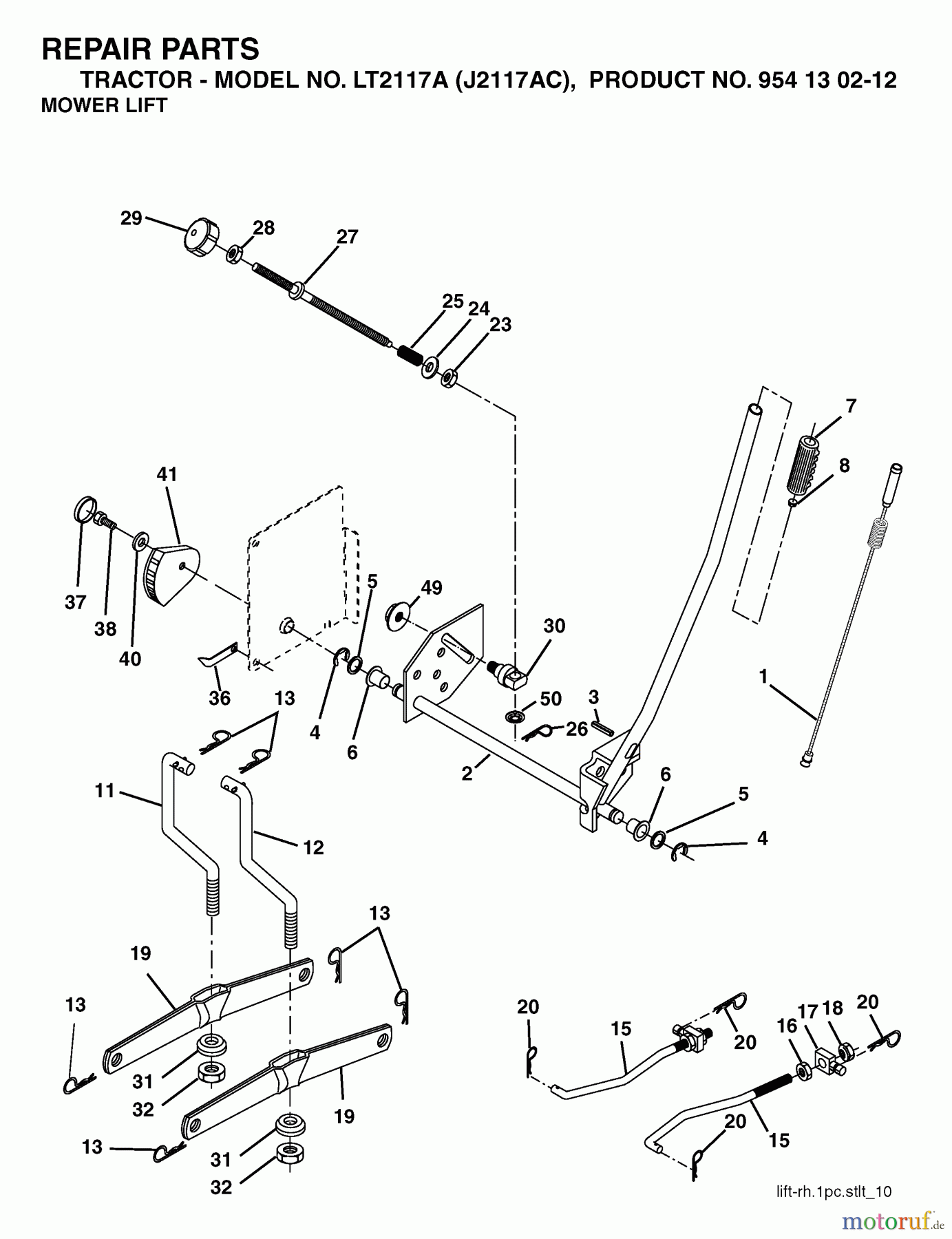 Jonsered Rasen und Garten Traktoren LT2117 A (J2117AC, 954130212) - Jonsered Lawn & Garden Tractor (2004-06) MOWER LIFT / DECK LIFT