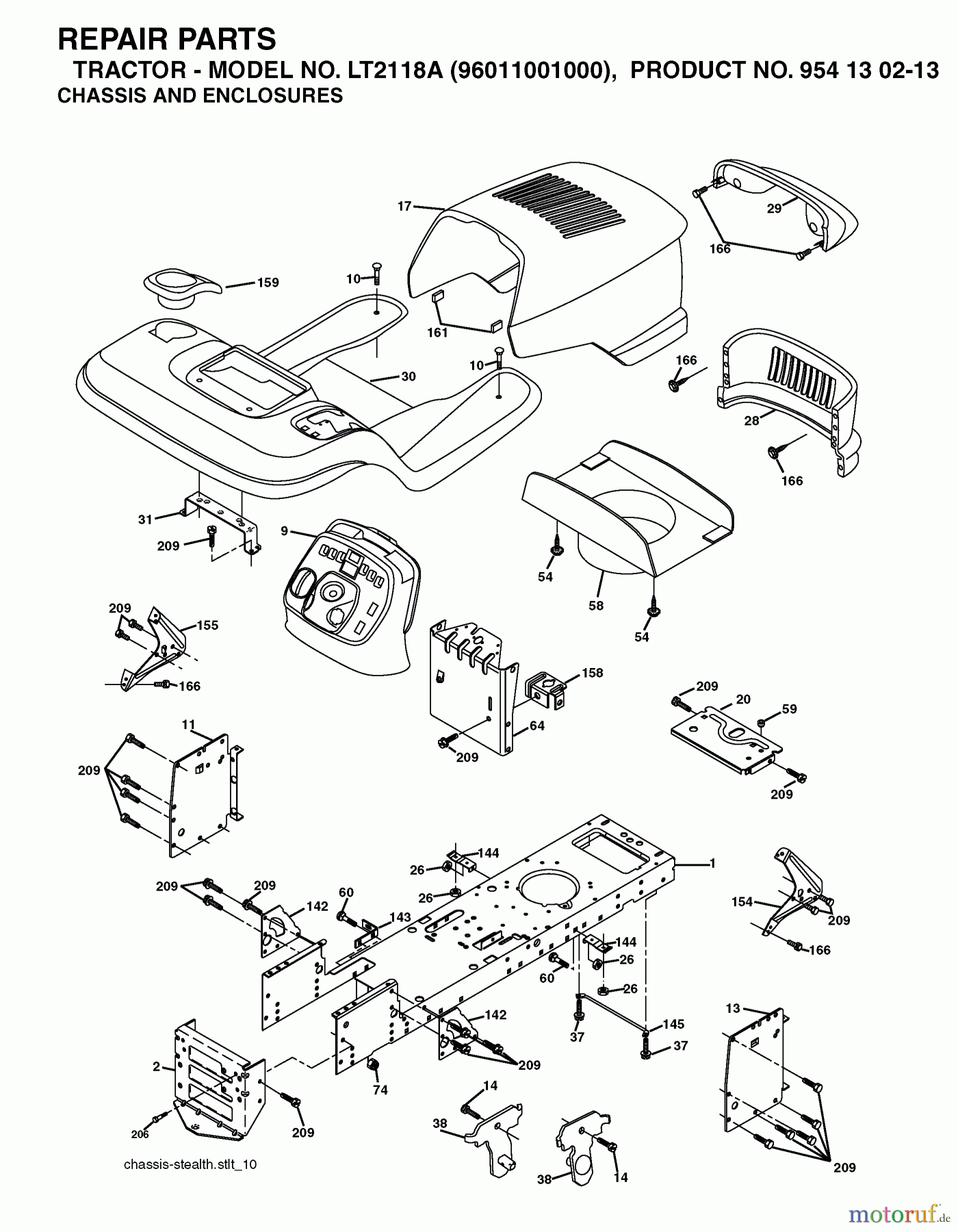  Jonsered Rasen  und Garten Traktoren LT2118 A (96011001000) - Jonsered Lawn & Garden Tractor (2005-01) CHASSIS ENCLOSURES