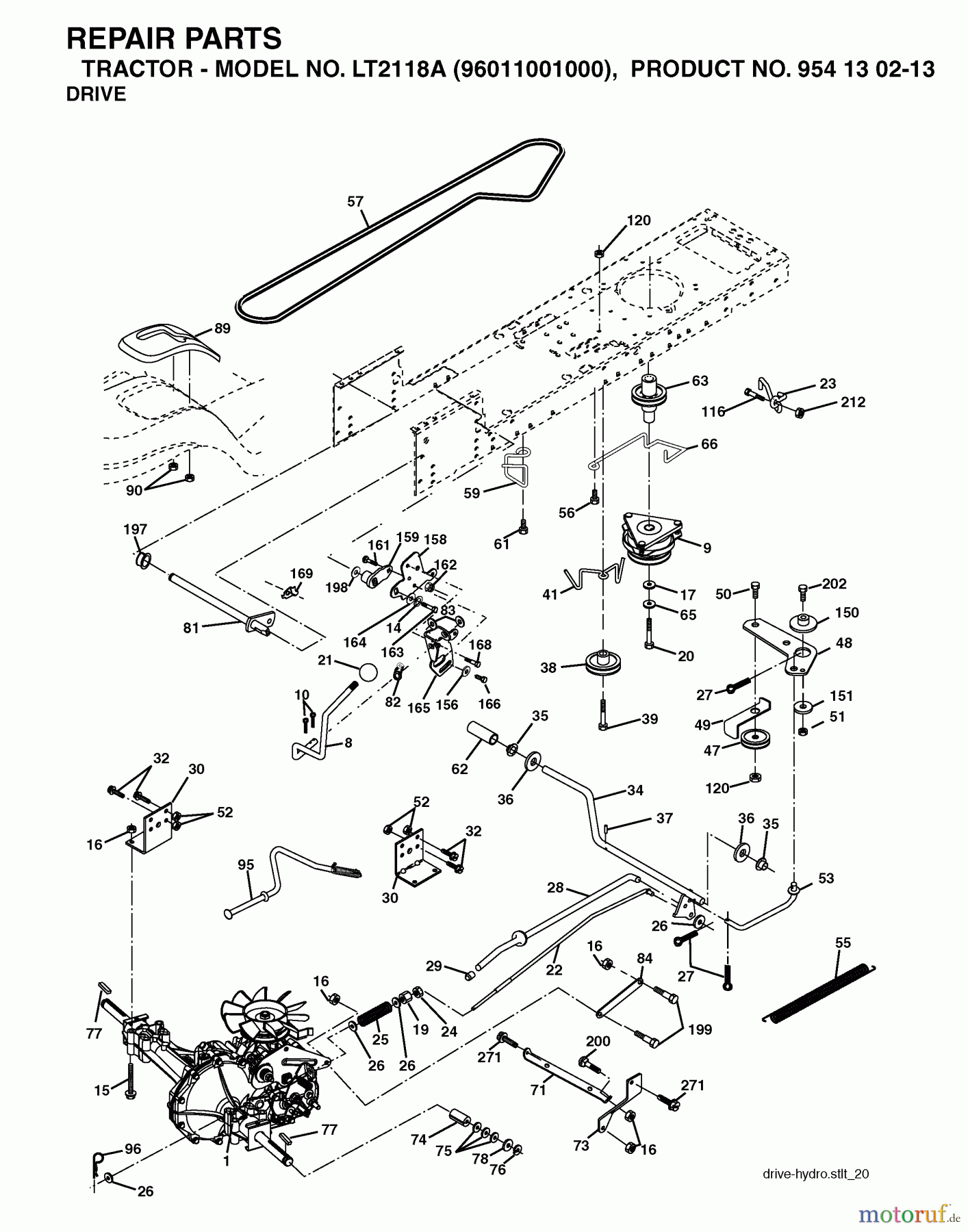 Jonsered Rasen und Garten Traktoren LT2118 A (96011001000) - Jonsered Lawn & Garden Tractor (2005-01) DRIVE