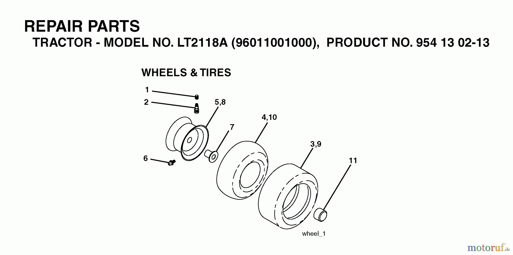 Jonsered Rasen und Garten Traktoren LT2118 A (96011001000) - Jonsered Lawn & Garden Tractor (2005-01) WHEELS TIRES