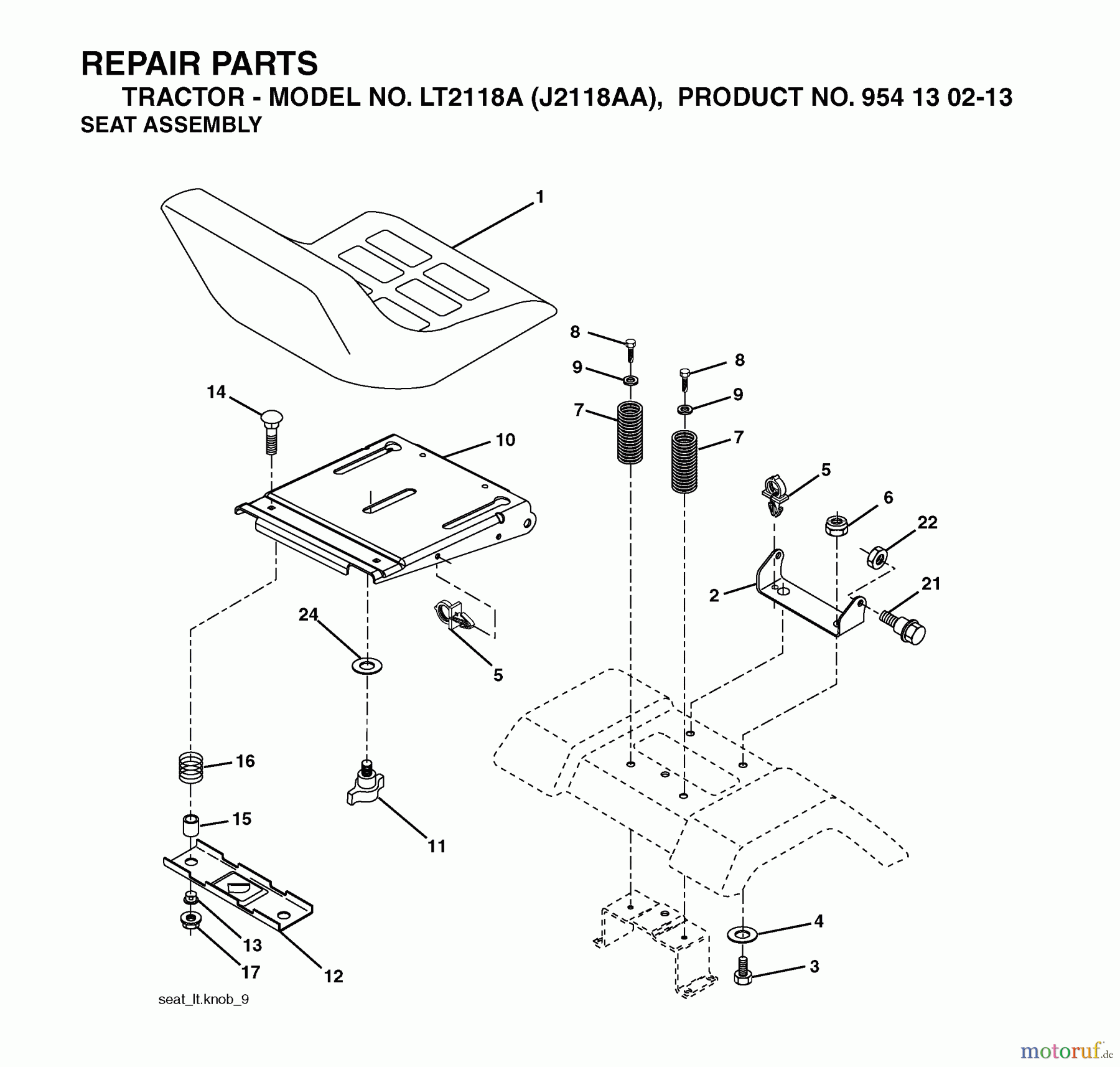  Jonsered Rasen  und Garten Traktoren LT2118 A (J2118AA, 954130213) - Jonsered Lawn & Garden Tractor (2004-01) SEAT