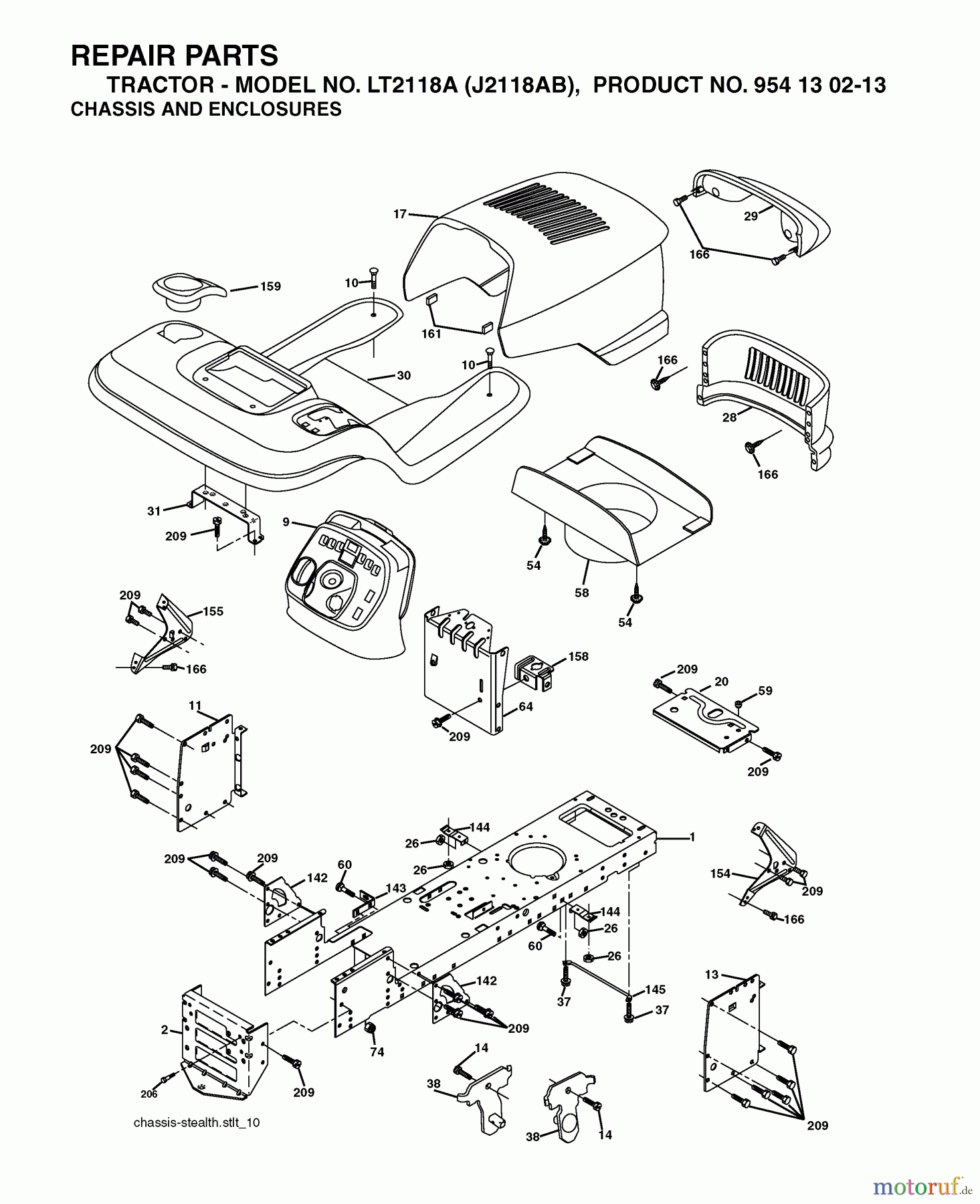 Jonsered Rasen und Garten Traktoren LT2118 A (J2118AB, 954130213) - Jonsered Lawn & Garden Tractor (2004-06) CHASSIS ENCLOSURES