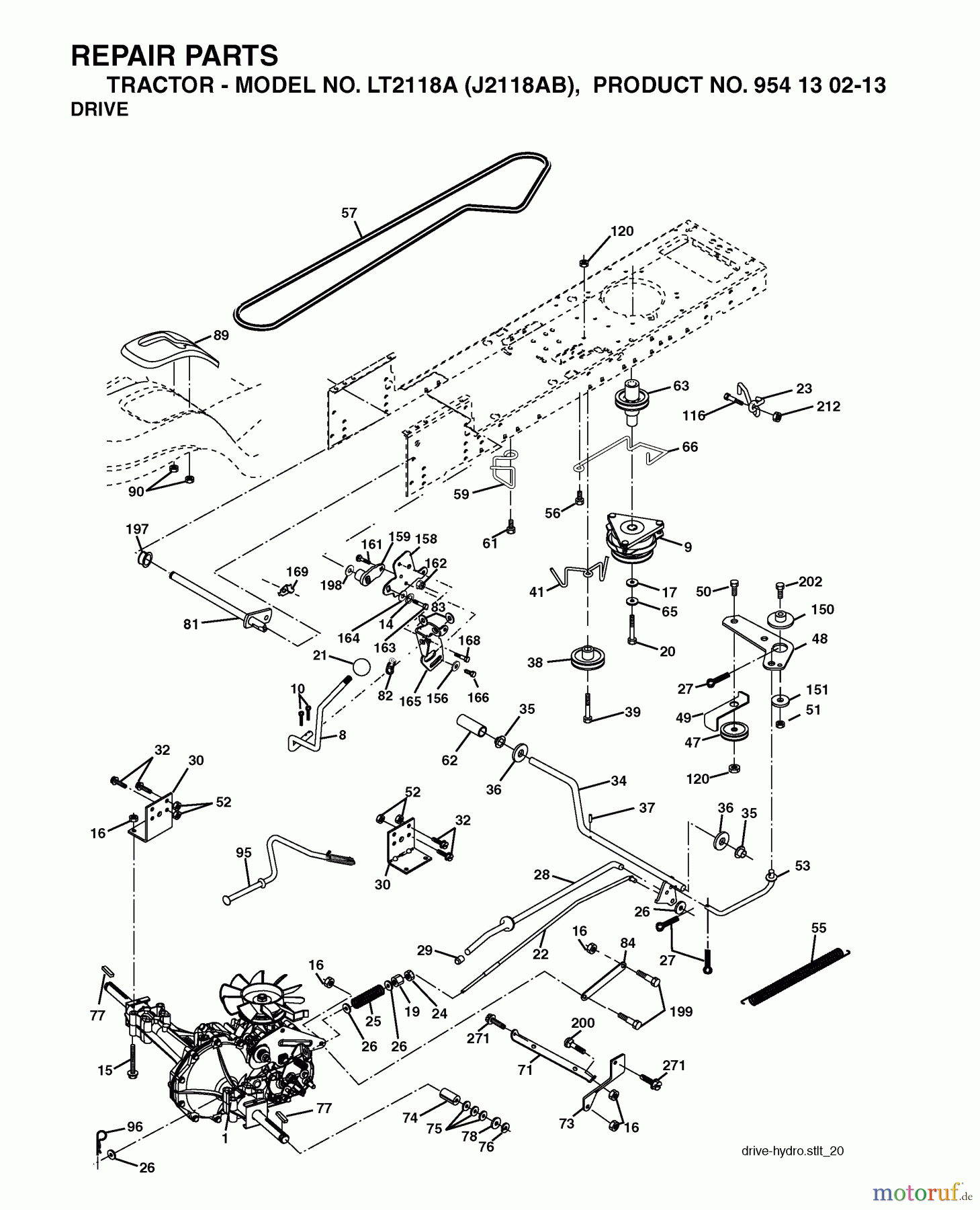 Jonsered Rasen und Garten Traktoren LT2118 A (J2118AB, 954130213) - Jonsered Lawn & Garden Tractor (2004-06) DRIVE