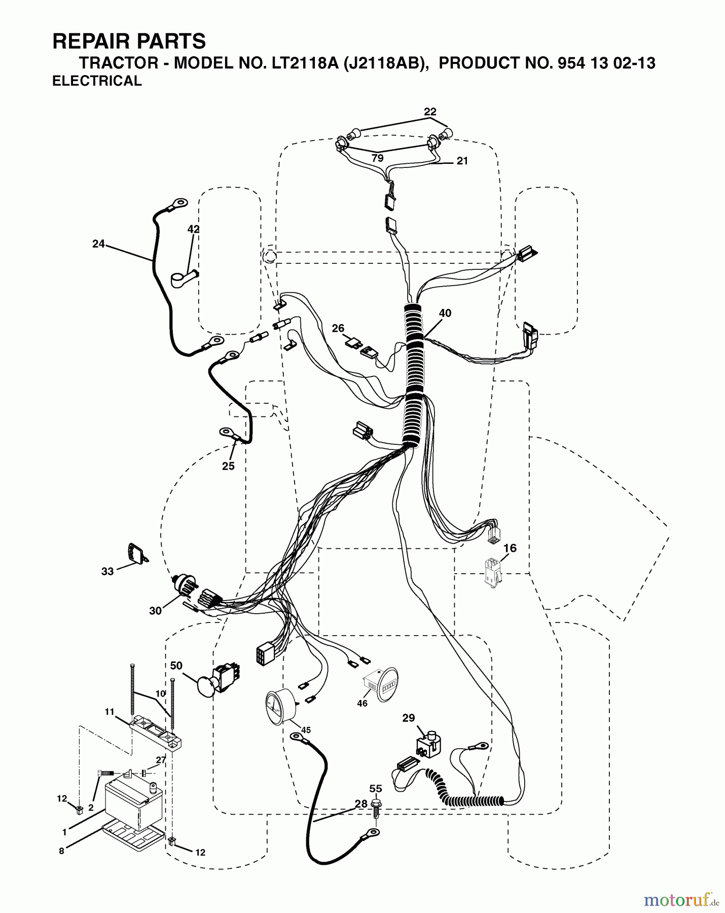 Jonsered Rasen und Garten Traktoren LT2118 A (J2118AB, 954130213) - Jonsered Lawn & Garden Tractor (2004-06) ELECTRICAL