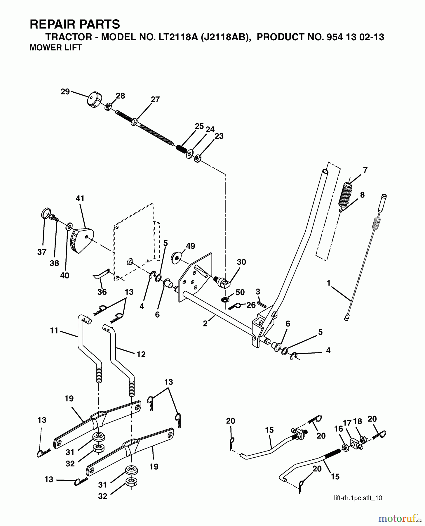 Jonsered Rasen und Garten Traktoren LT2118 A (J2118AB, 954130213) - Jonsered Lawn & Garden Tractor (2004-06) MOWER LIFT / DECK LIFT