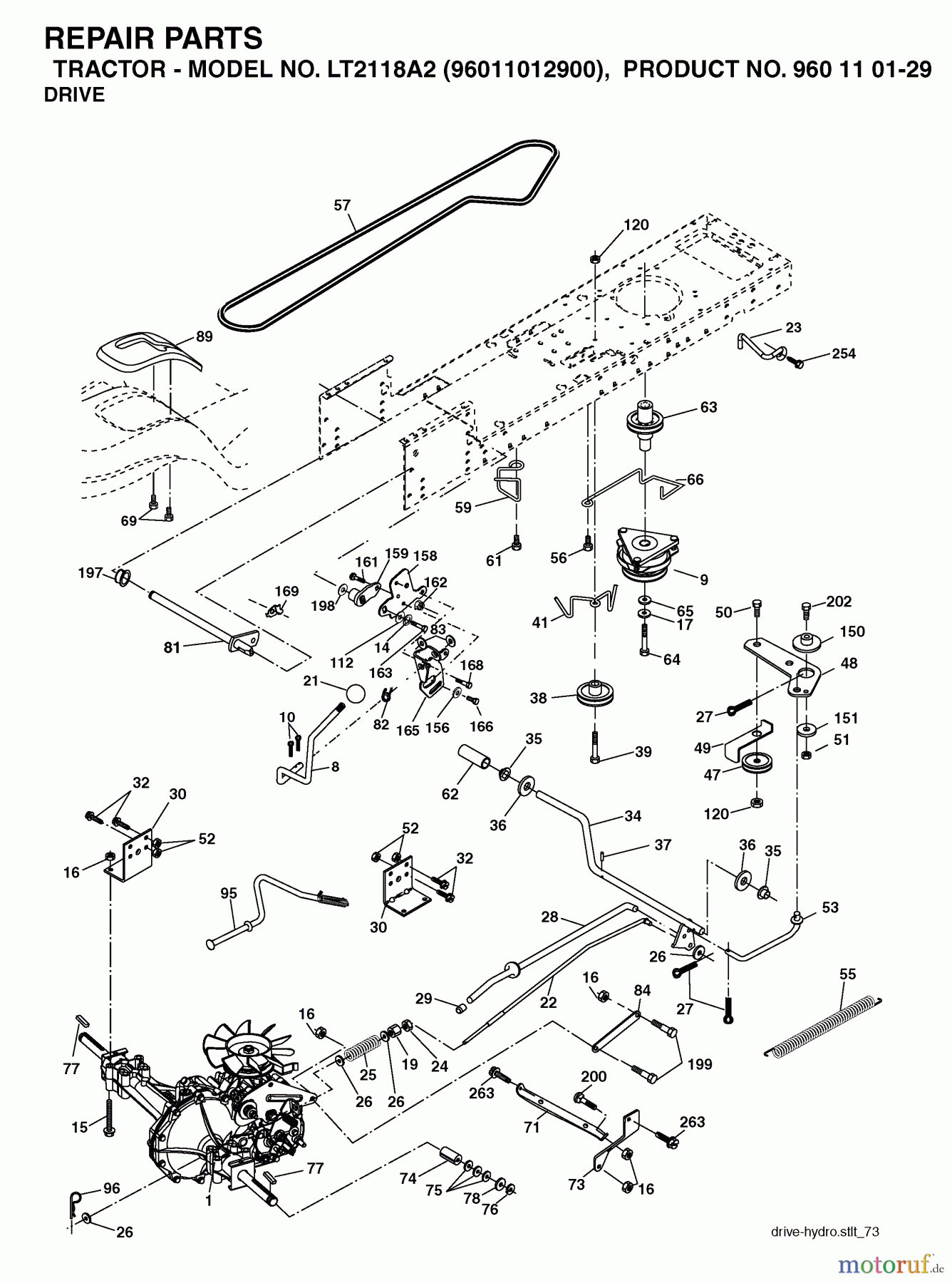  Jonsered Rasen  und Garten Traktoren LT2118 A2 (96011012900) - Jonsered Lawn & Garden Tractor (2006-01) DRIVE