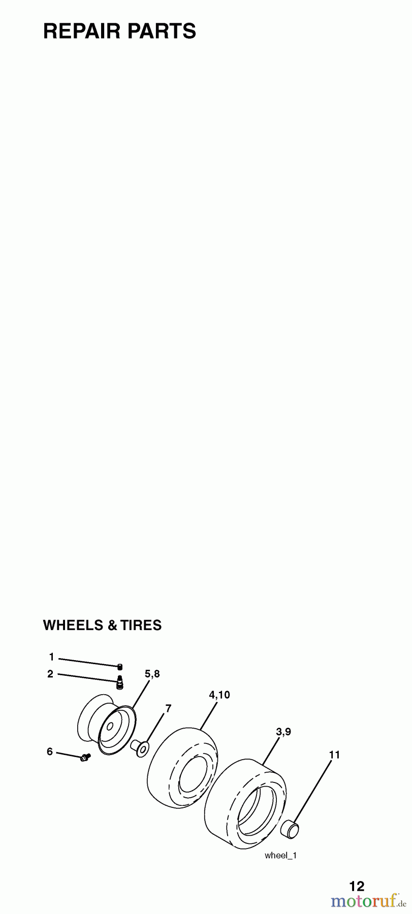 Jonsered Rasen und Garten Traktoren LT2118 CMA (J2118CMAB, 954130217) - Jonsered Lawn & Garden Tractor (2004-06) WHEELS TIRES