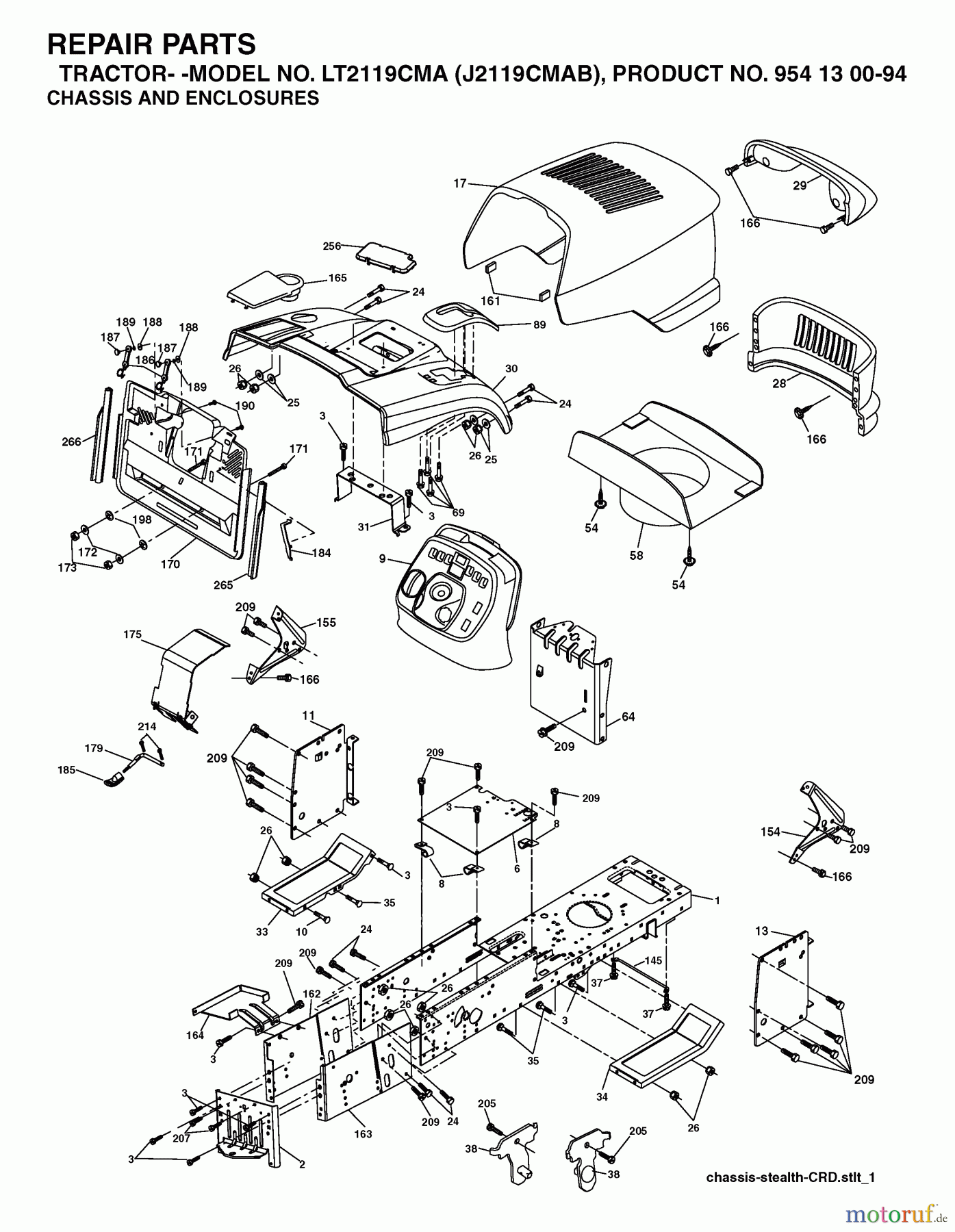  Jonsered Rasen  und Garten Traktoren LT2119 CMA (J2119CMAB, 954130094) - Jonsered Lawn & Garden Tractor (2003-05) CHASSIS ENCLOSURES
