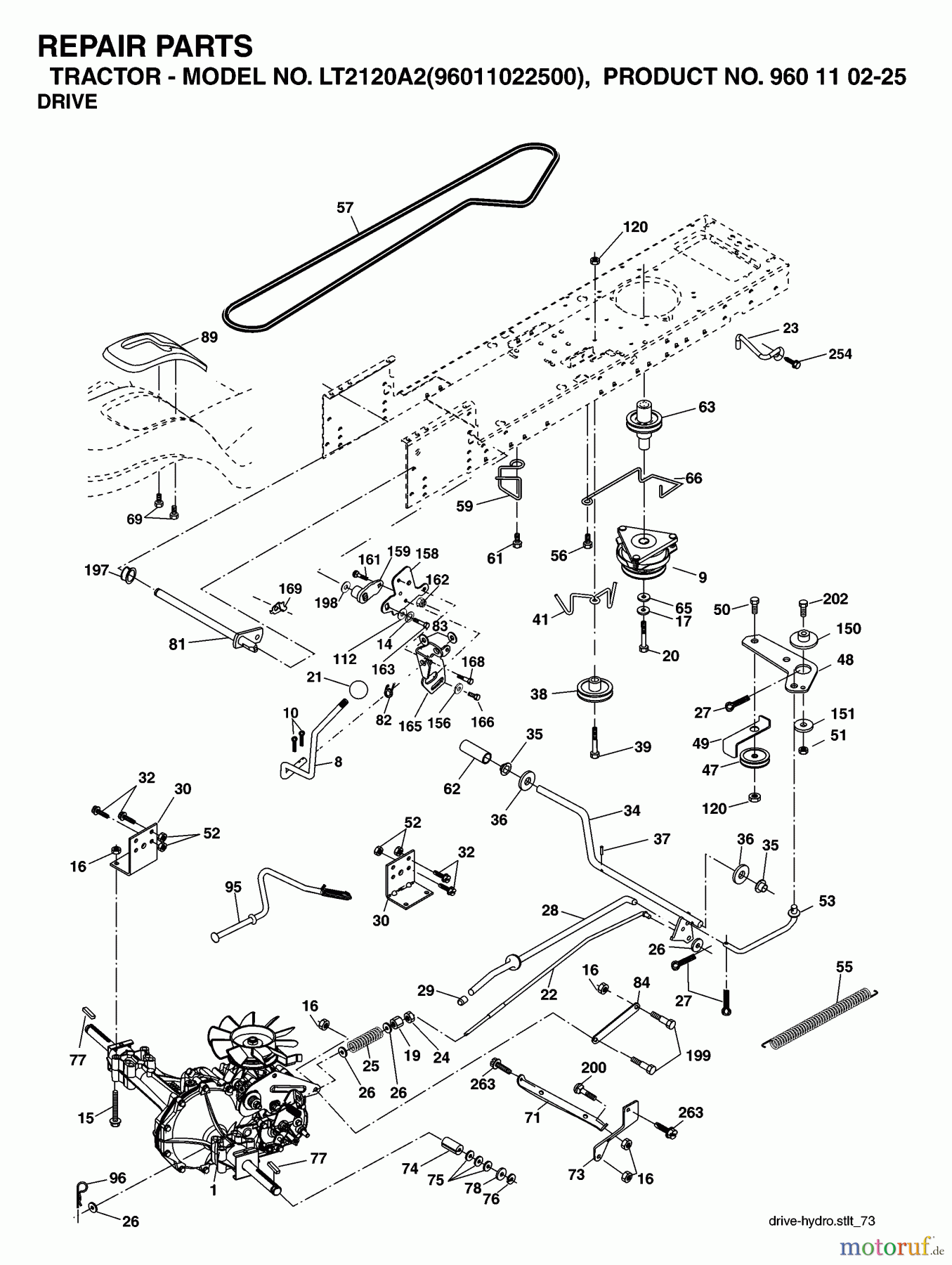  Jonsered Rasen  und Garten Traktoren LT2120 A2 (96011022500) - Jonsered Lawn & Garden Tractor (2006-03) DRIVE